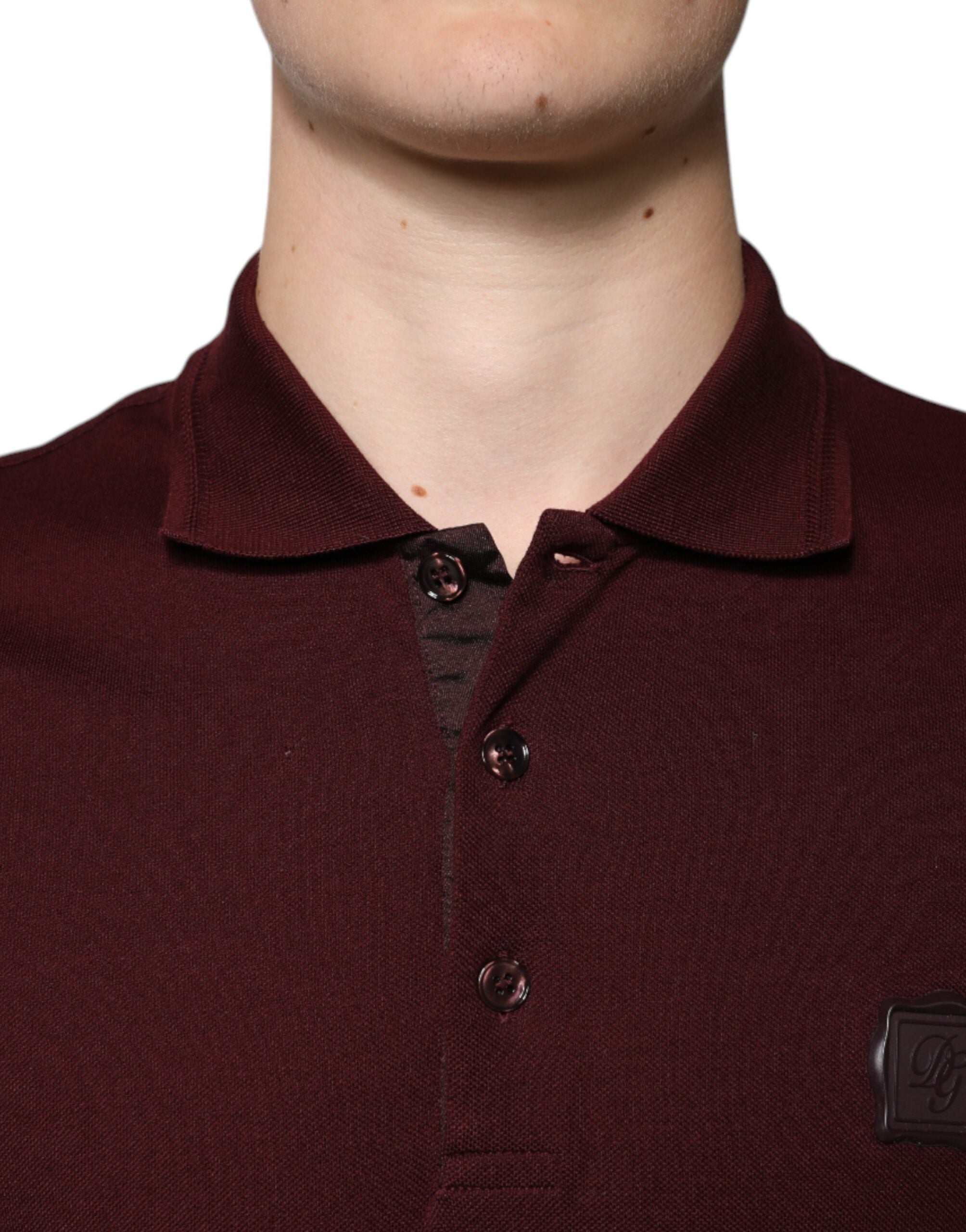 Dolce &amp; Gabbana Maroon Collared Kortærmet Polo T-shirt