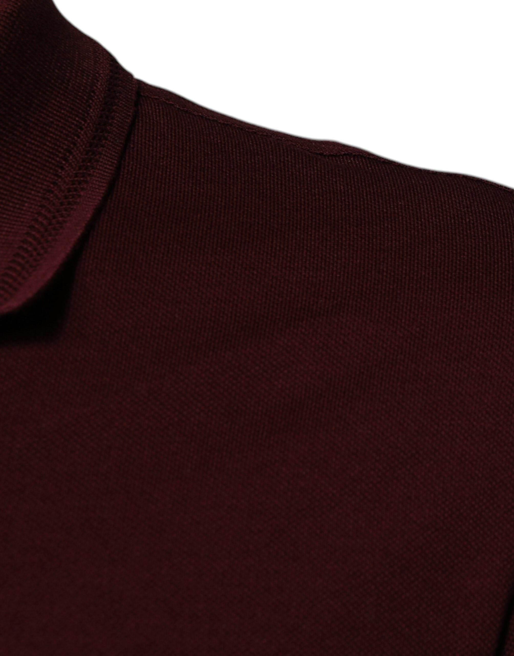 Dolce & Gabbana Maroon Collared Short Sleeves Polo T-shirt - Hilstor