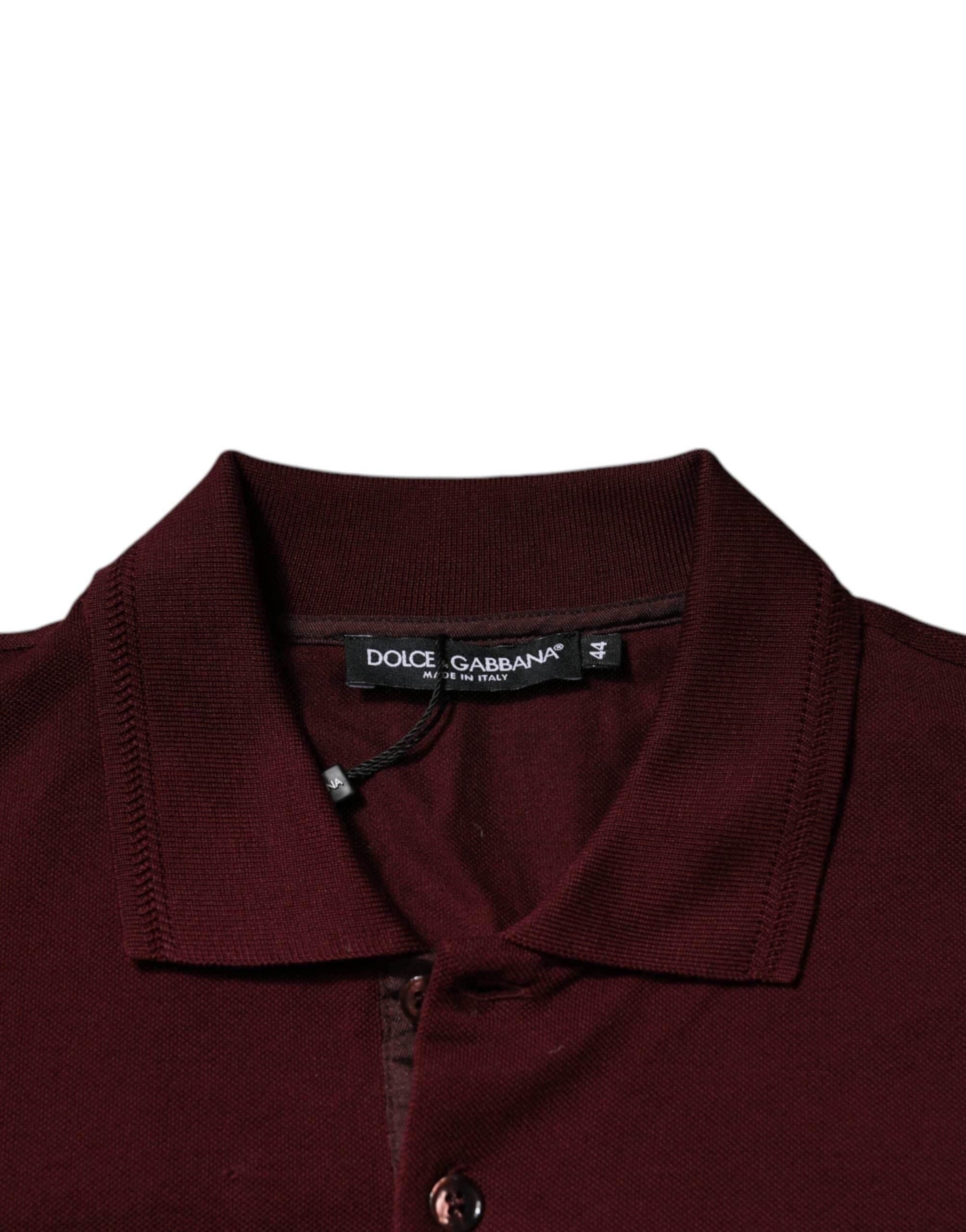 Dolce & Gabbana Maroon Collared Short Sleeves Polo T-shirt - Hilstor