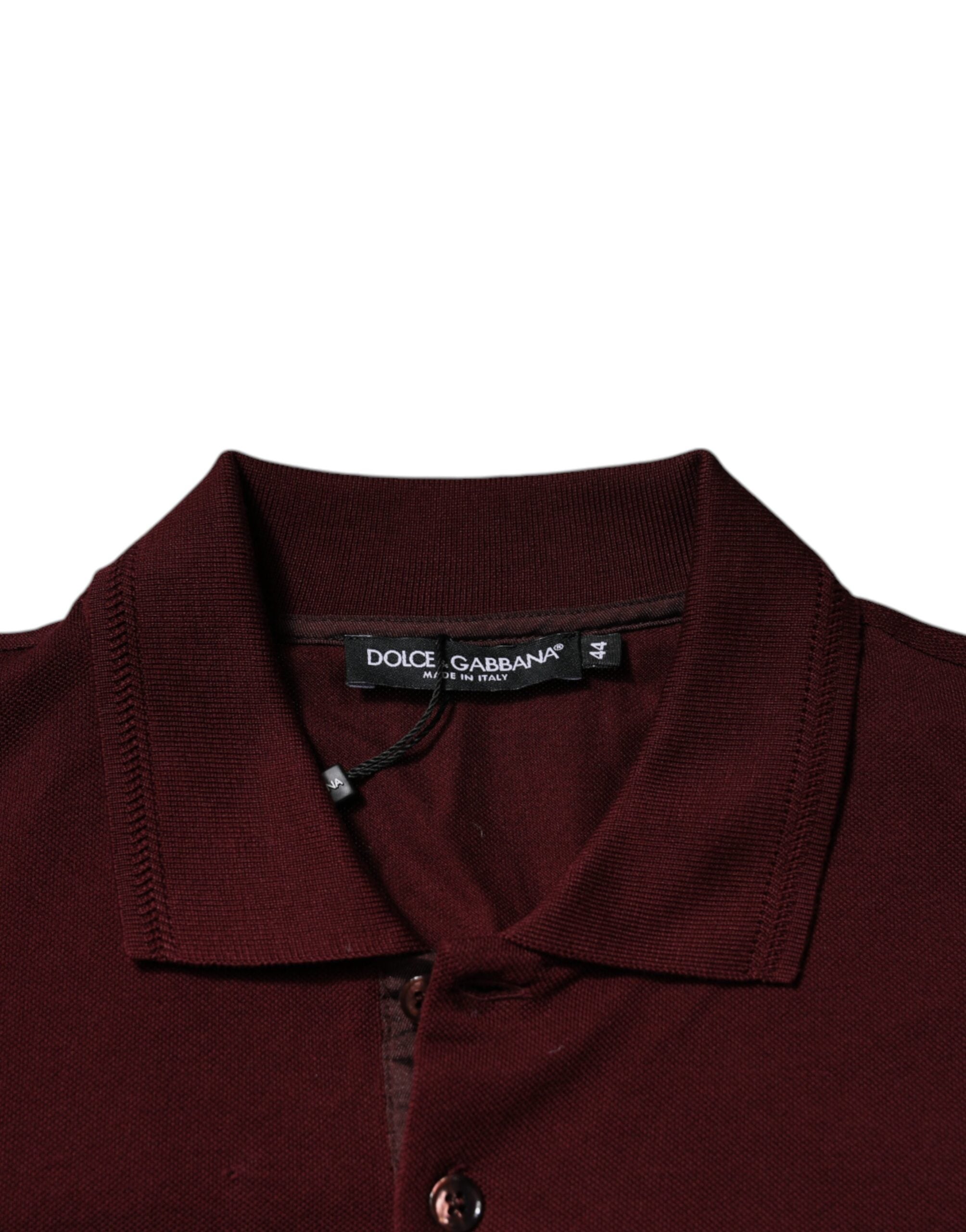 Dolce &amp; Gabbana Maroon Collared Kortærmet Polo T-shirt