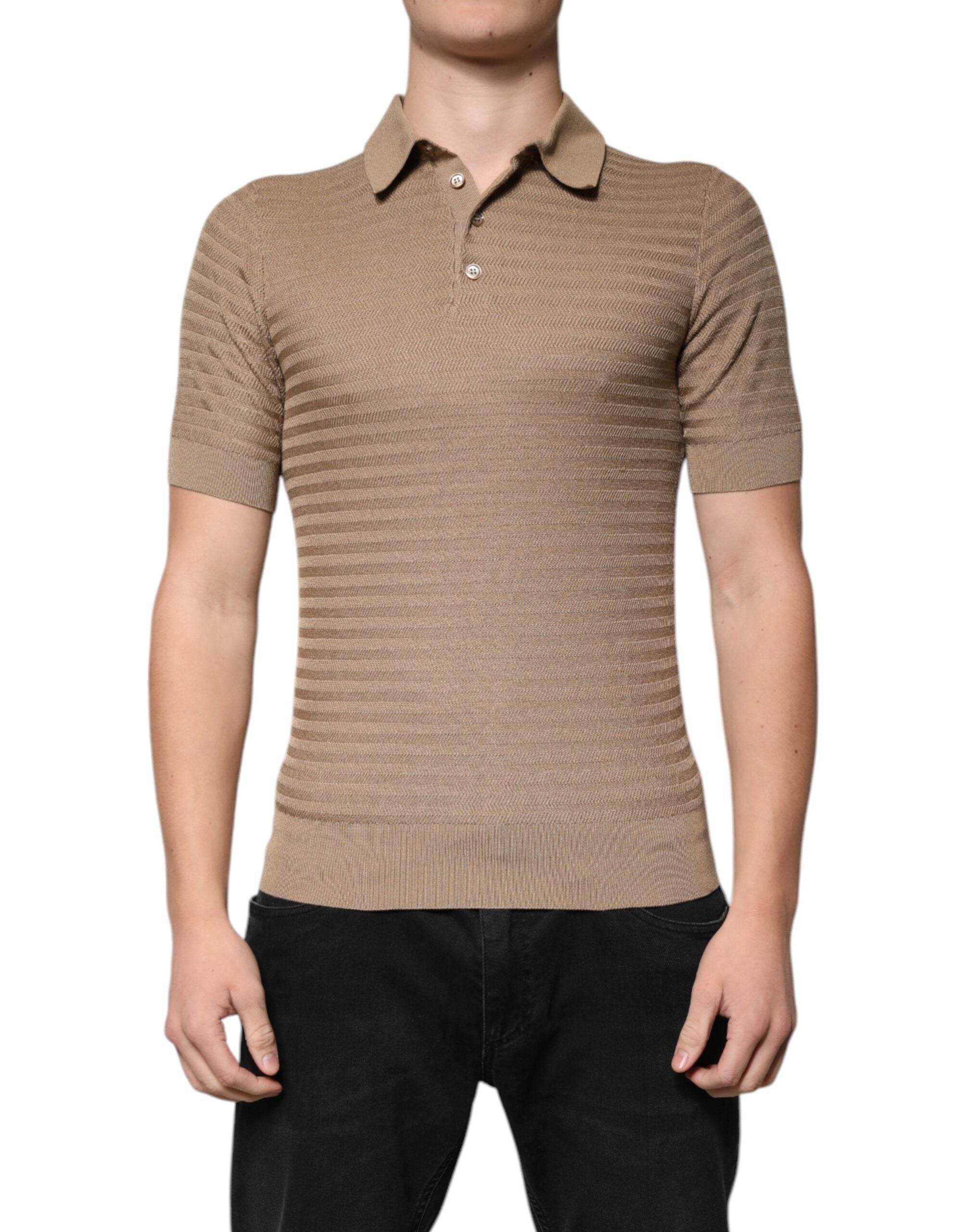 Dolce & Gabbana Brown Collared Short Sleeves Polo T-shirt - Hilstor