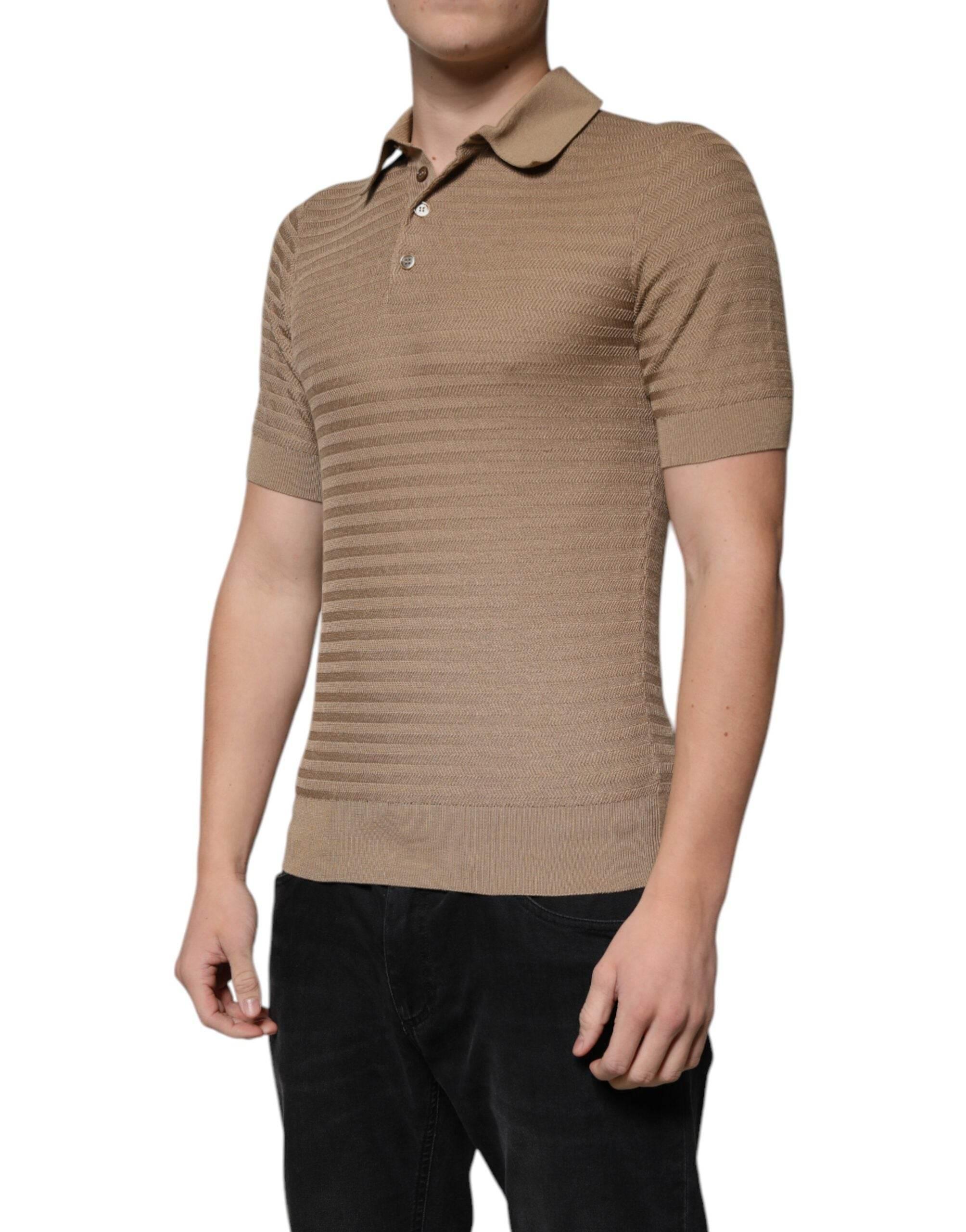 Dolce & Gabbana Brown Collared Short Sleeves Polo T-shirt - Hilstor
