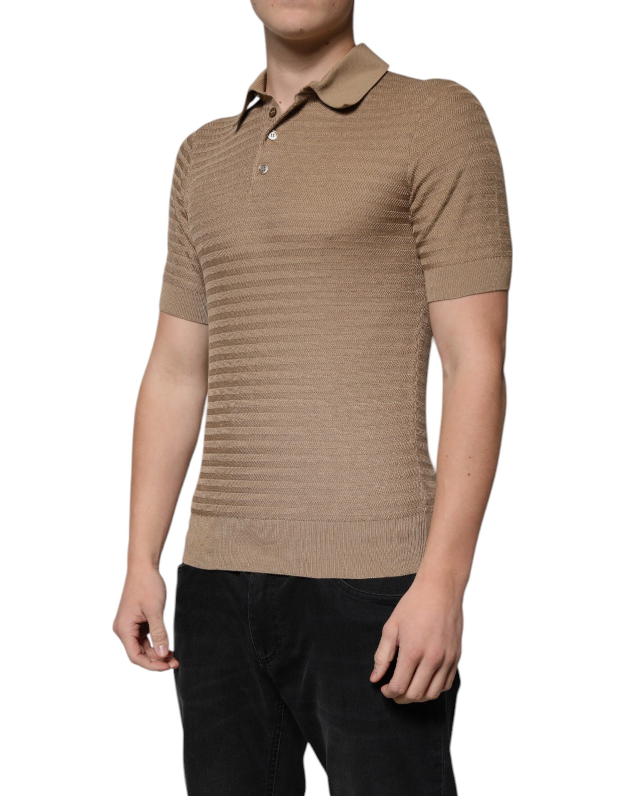 Dolce &amp; Gabbana Brun T-shirt med korte ærmer med krave
