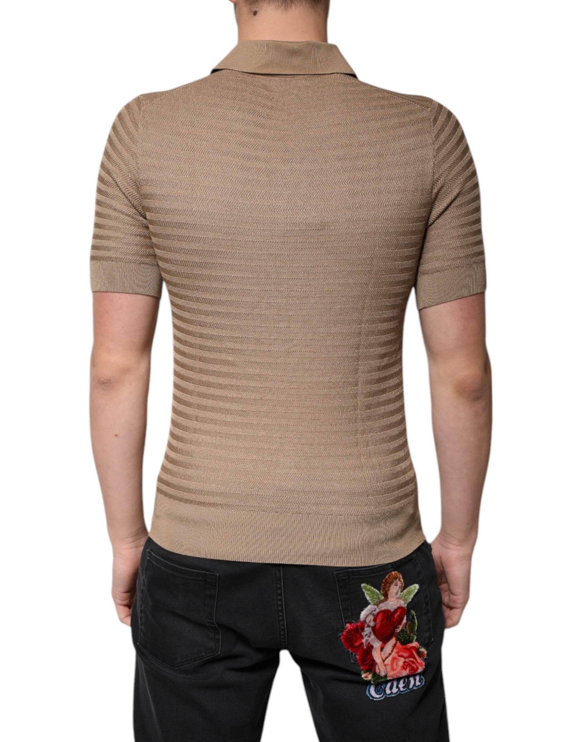 Dolce & Gabbana Brown Collared Short Sleeves Polo T-shirt - Hilstor