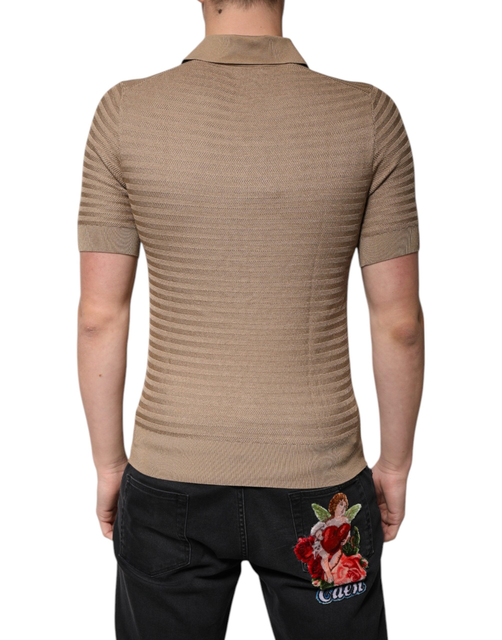 Dolce &amp; Gabbana Brun T-shirt med korte ærmer med krave