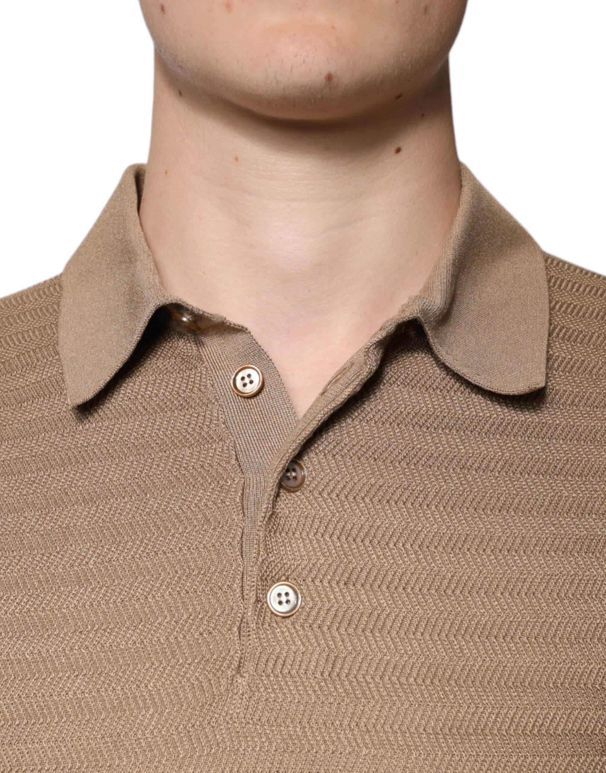 Dolce & Gabbana Brown Collared Short Sleeves Polo T-shirt - Hilstor
