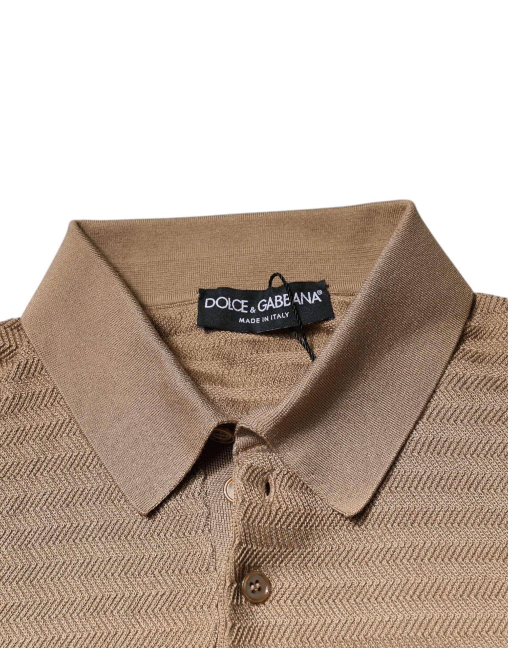Dolce & Gabbana Brown Collared Short Sleeves Polo T-shirt - Hilstor