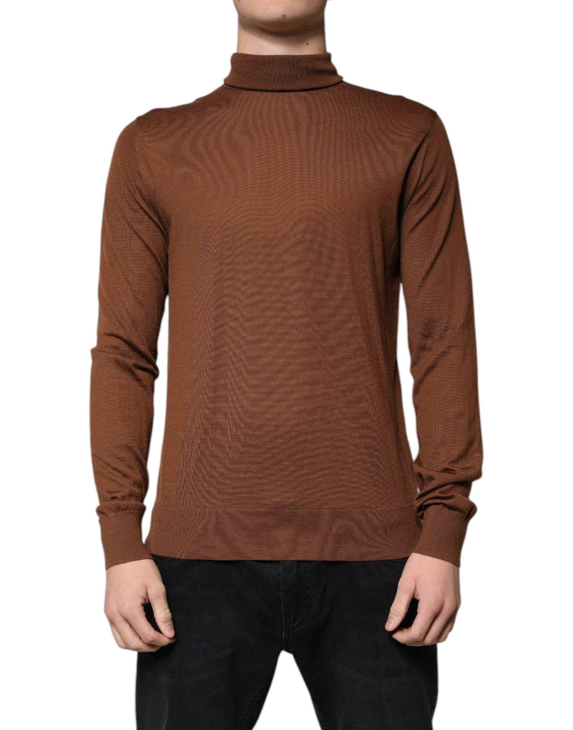 Dolce & Gabbana Brown Cashmere Turtleneck Pullover Sweater - Hilstor