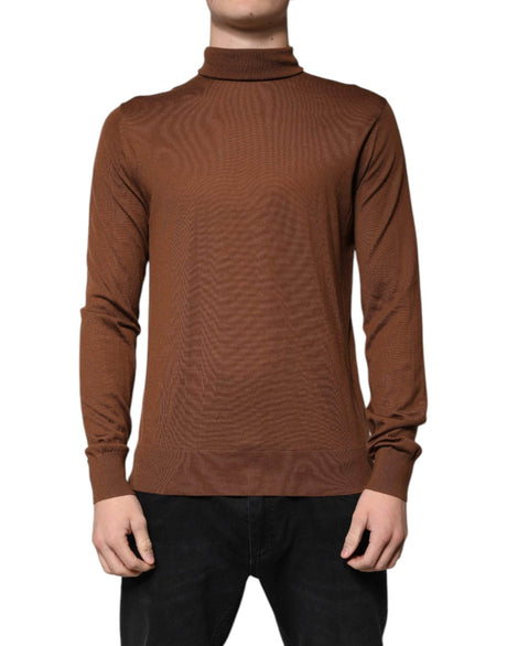 Dolce & Gabbana Brown Cashmere Turtleneck Pullover Sweater - Hilstor