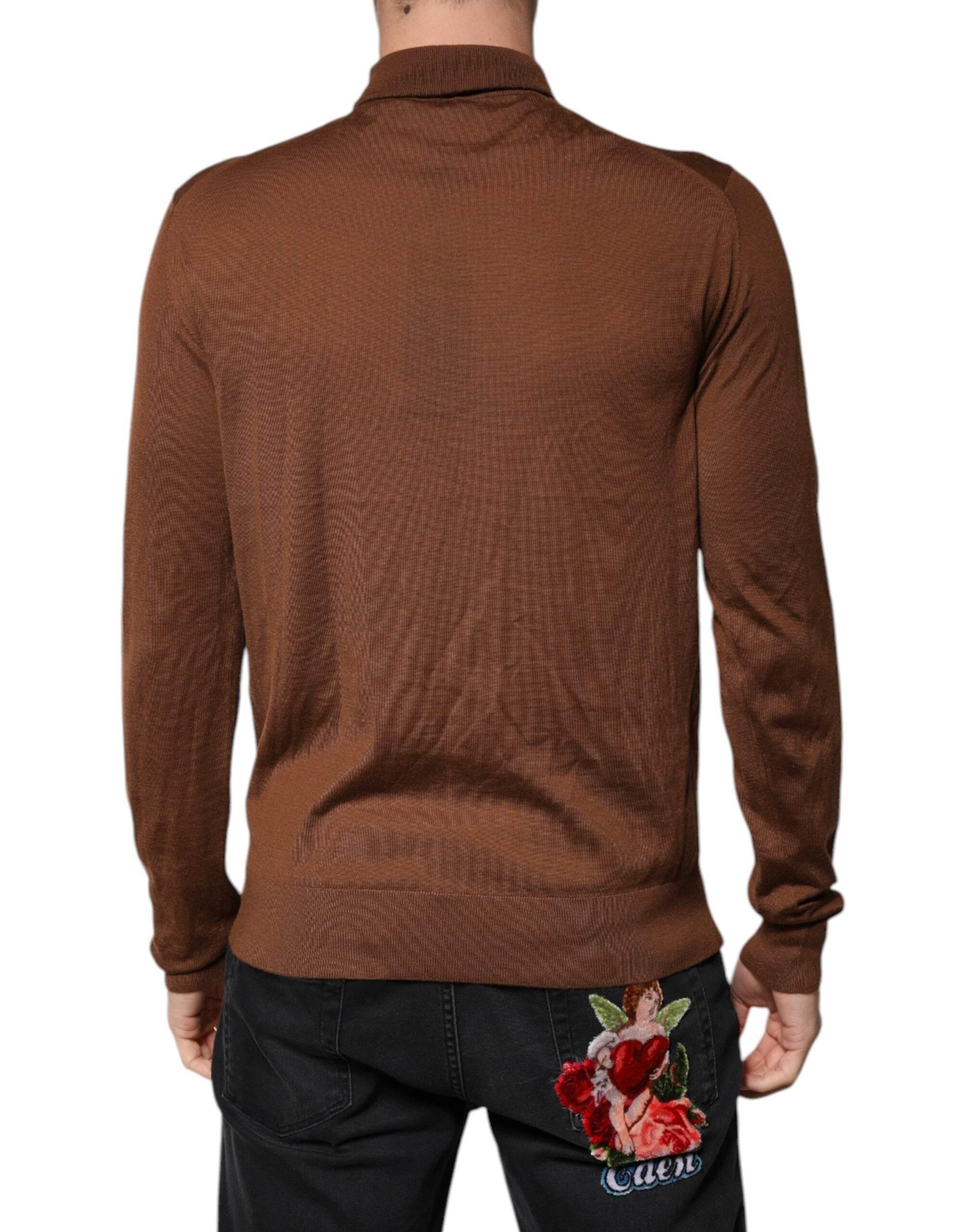 Dolce & Gabbana Brown Cashmere Turtleneck Pullover Sweater - Hilstor
