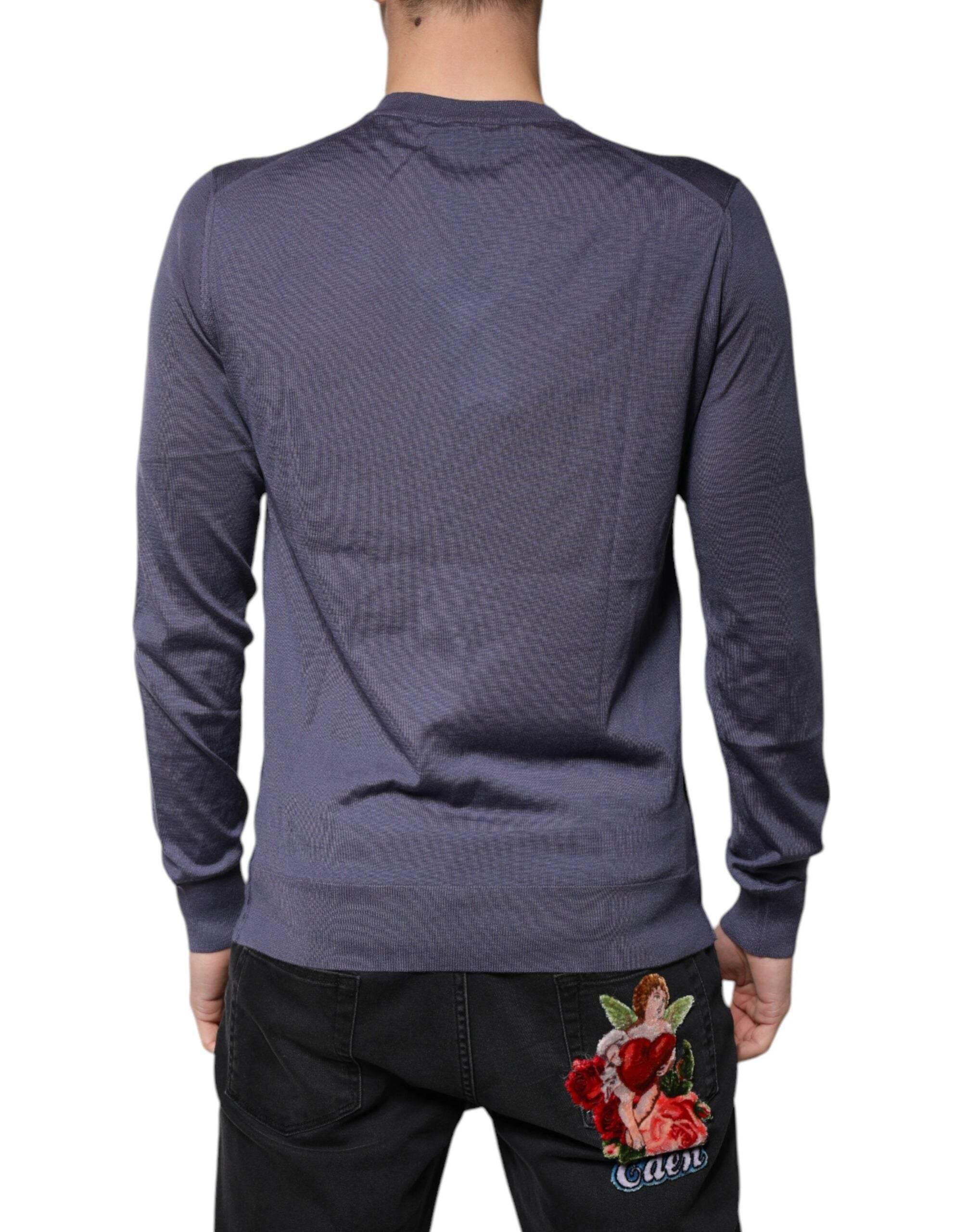 Dolce & Gabbana Gray Cashmere V-neck Men Pullover Sweater - Hilstor