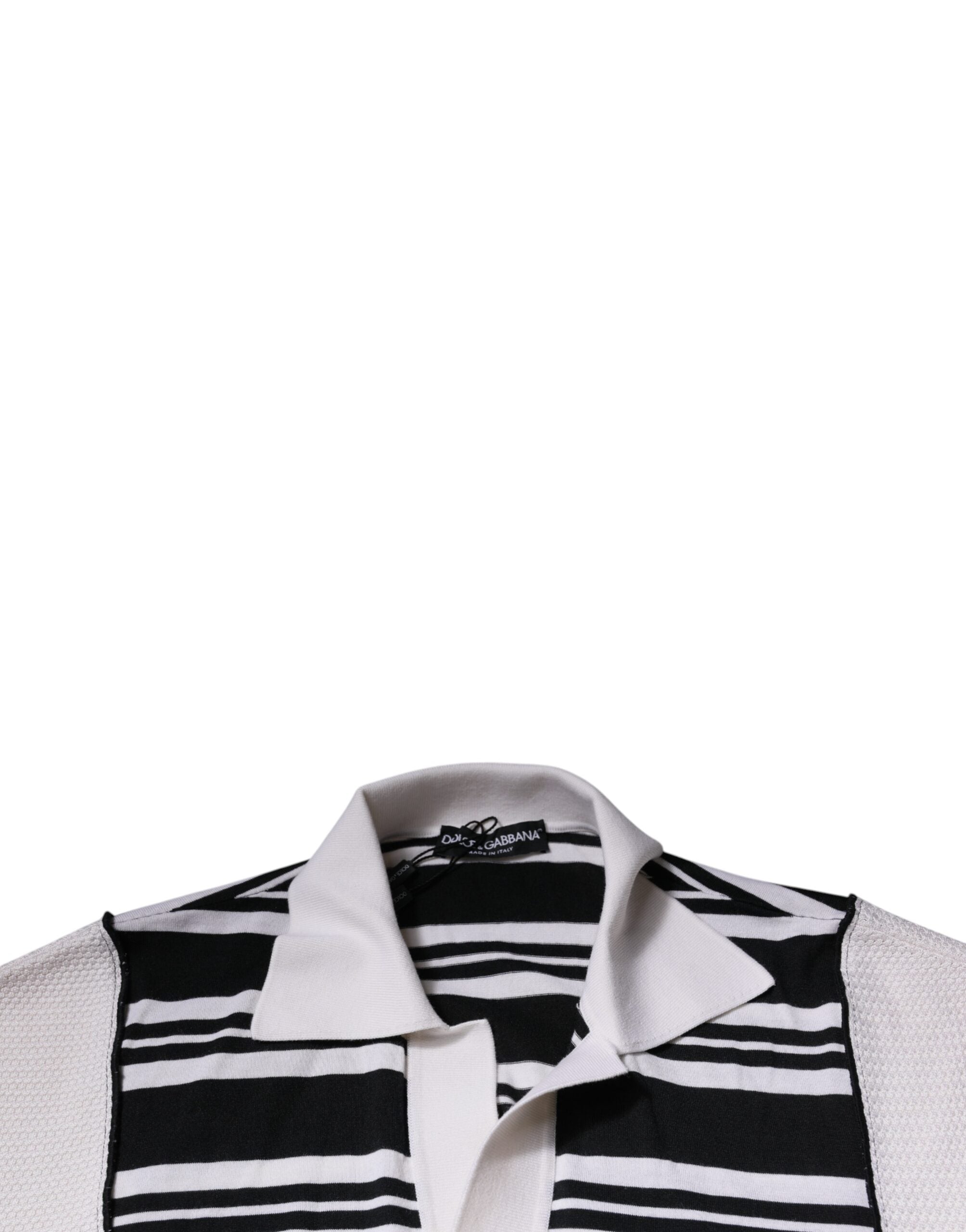 Dolce &amp; Gabbana Black White Stripes Collared Polo T-shirt