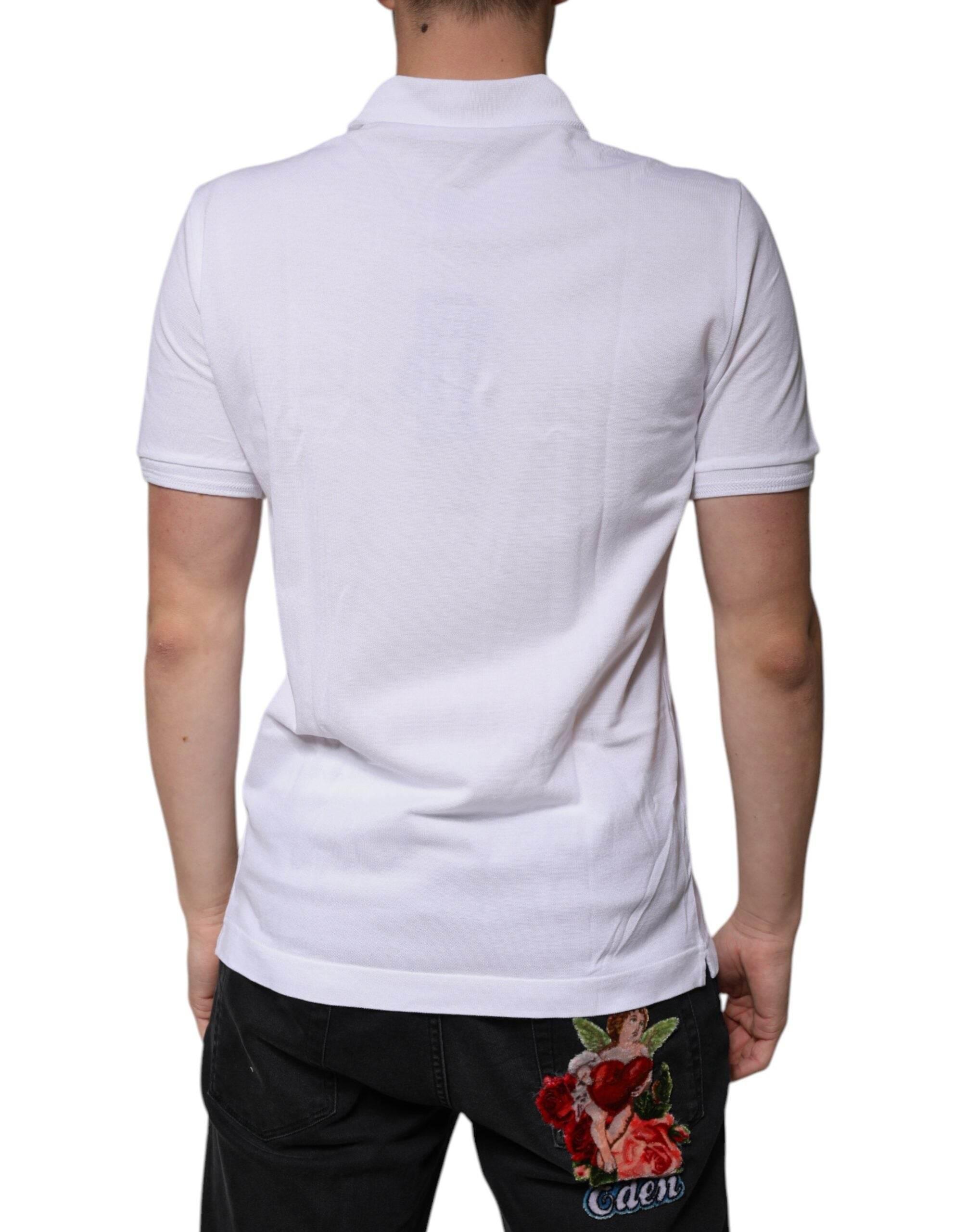 Dolce & Gabbana White Collared Short Sleeves Polo T-shirt - Hilstor