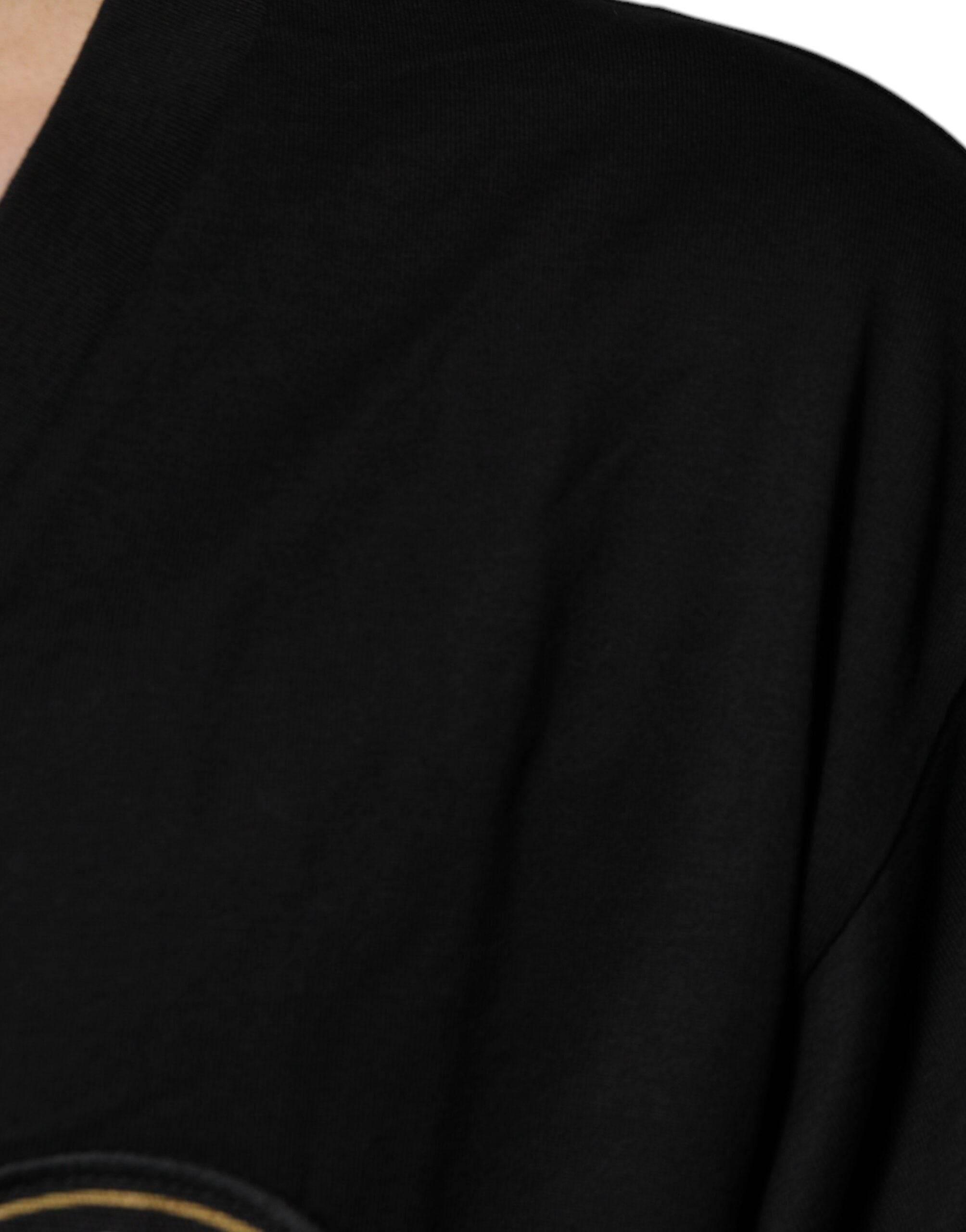 Dolce & Gabbana Black Cotton Logo Vneck Short Sleeve T-shirt - Hilstor