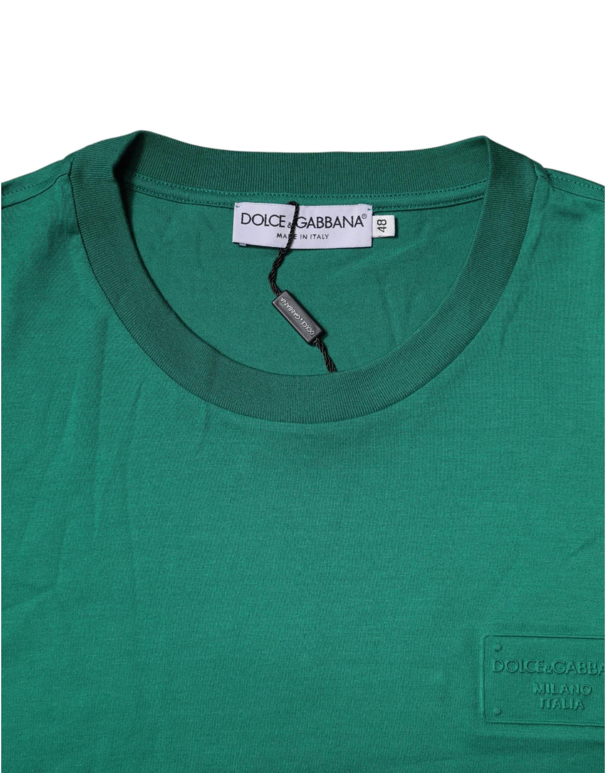 Dolce & Gabbana Green Logo Crew Neck Short Sleeves T-shirt - Hilstor