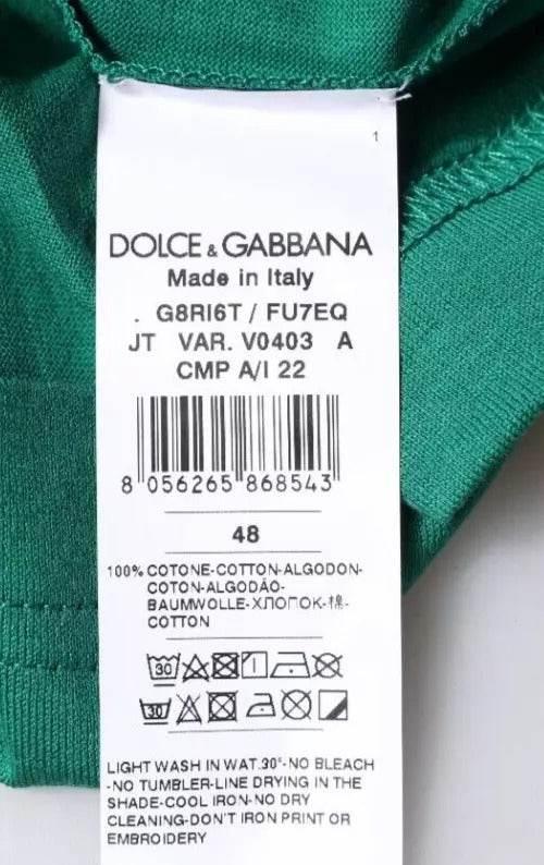 Dolce & Gabbana Green Logo Crew Neck Short Sleeves T-shirt - Hilstor