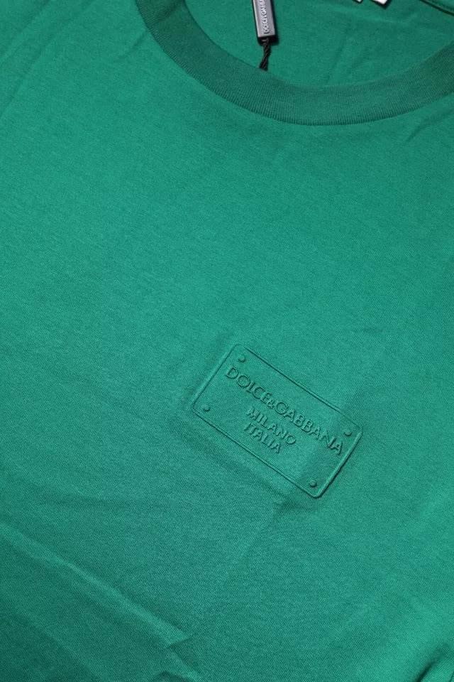 Dolce & Gabbana Green Logo Crew Neck Short Sleeves T-shirt - Hilstor