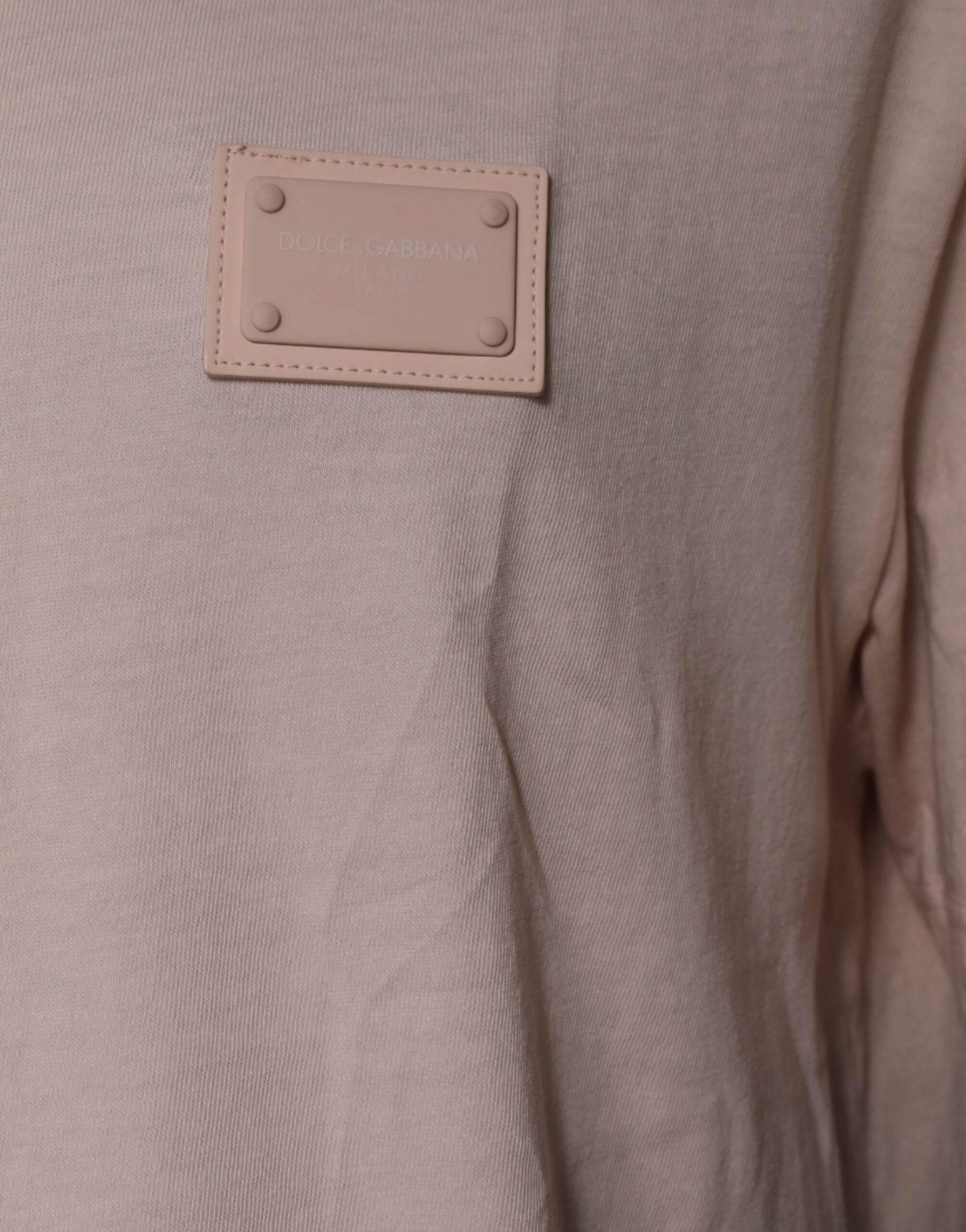 Dolce & Gabbana Beige Logo Crew Neck Short Sleeves T-shirt - Hilstor