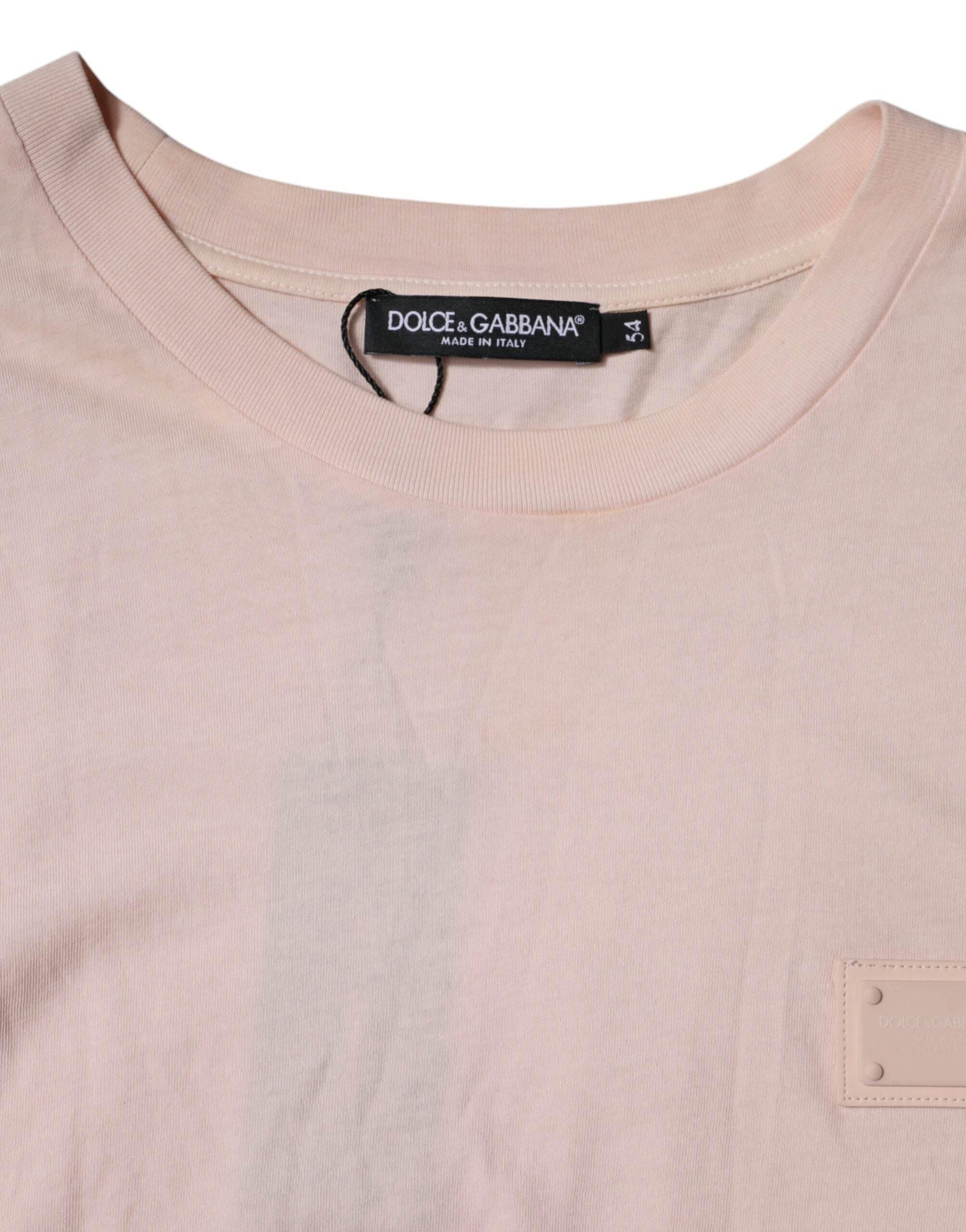 Dolce & Gabbana Beige Logo Crew Neck Short Sleeves T-shirt - Hilstor