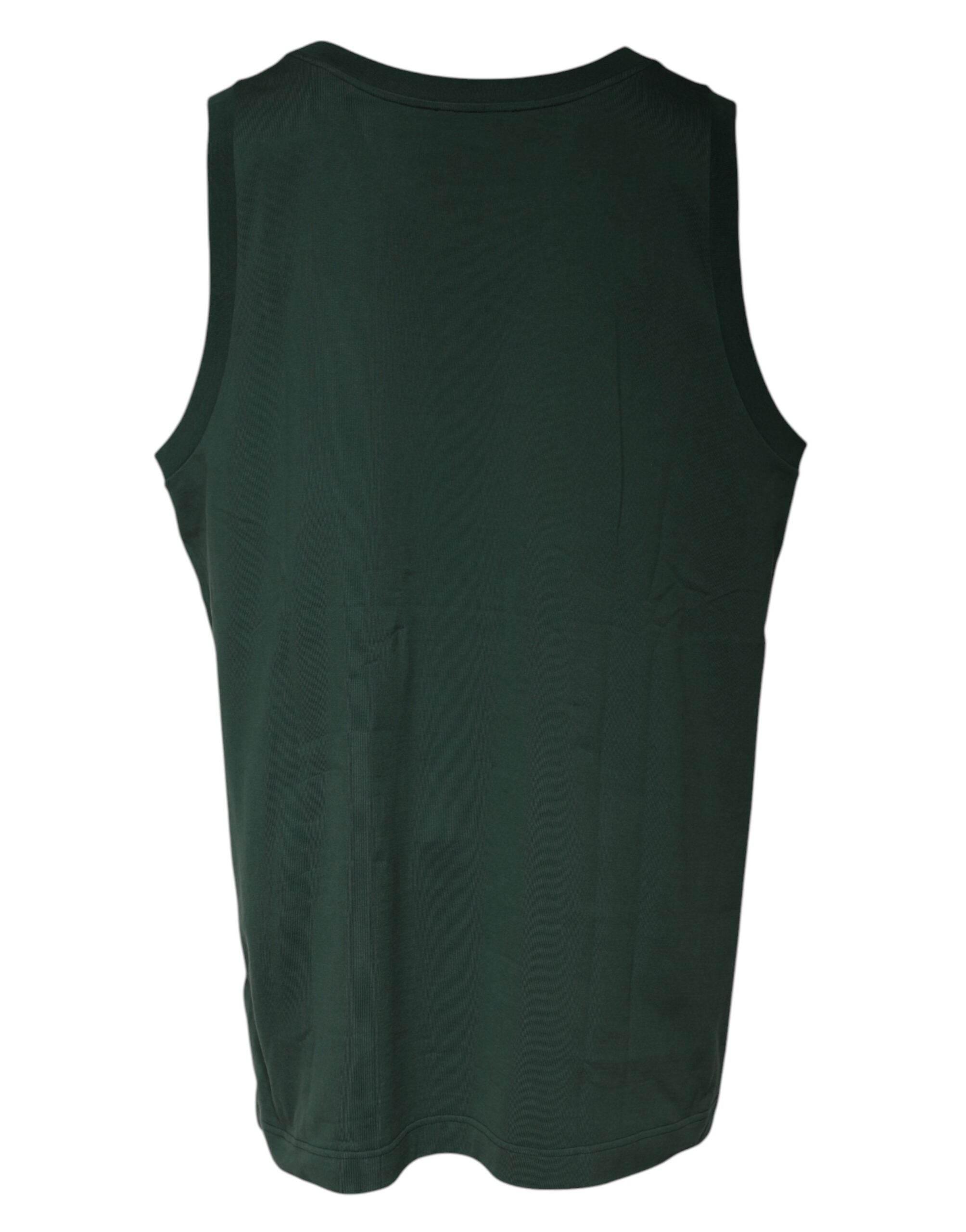 Dolce & Gabbana Green DG Sleeveless Round Neck Tank T-shirt - Hilstor