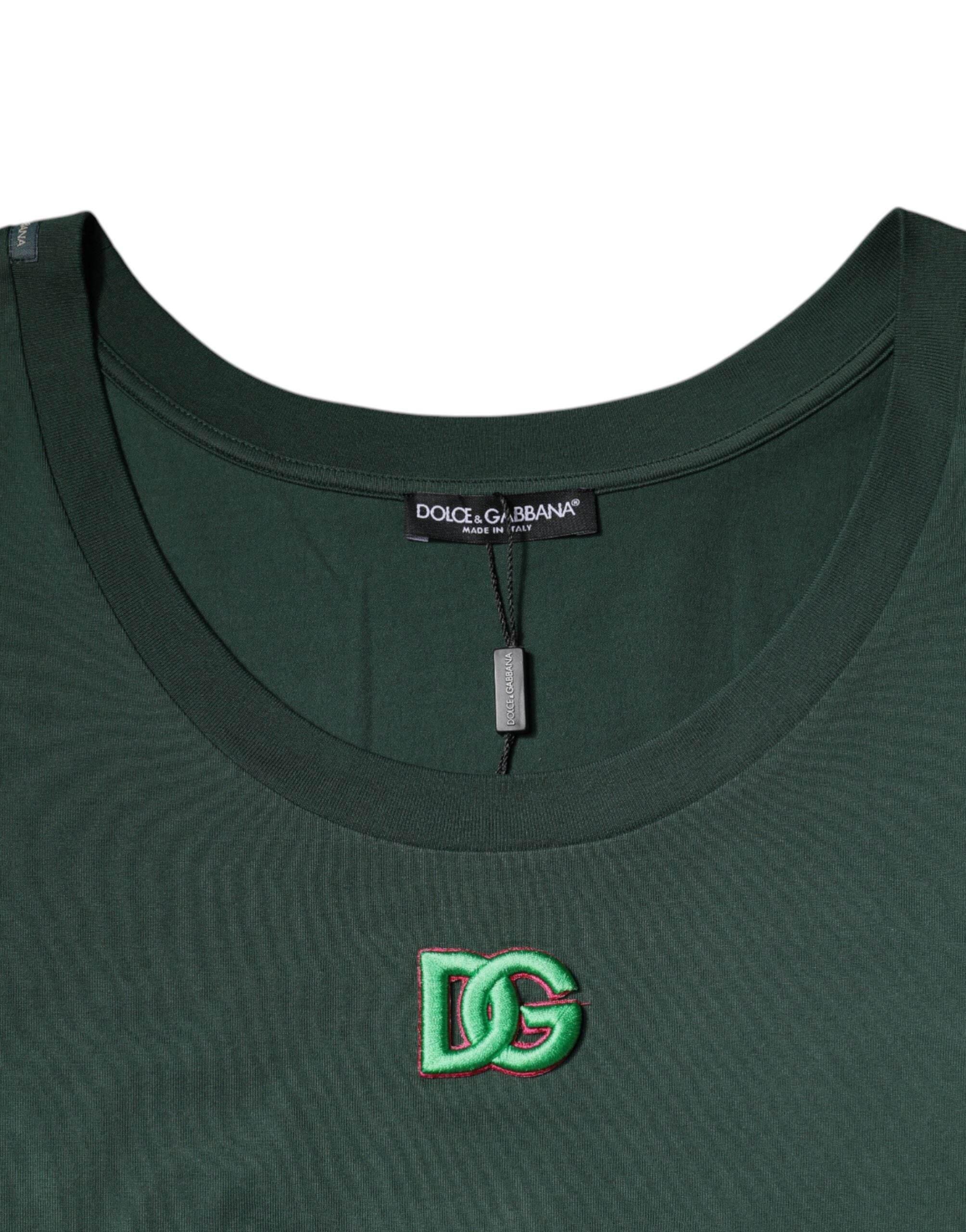 Dolce & Gabbana Green DG Sleeveless Round Neck Tank T-shirt - Hilstor