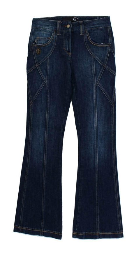 Cavalli Blue Cotton Stretch Low Waist Jeans - Hilstor