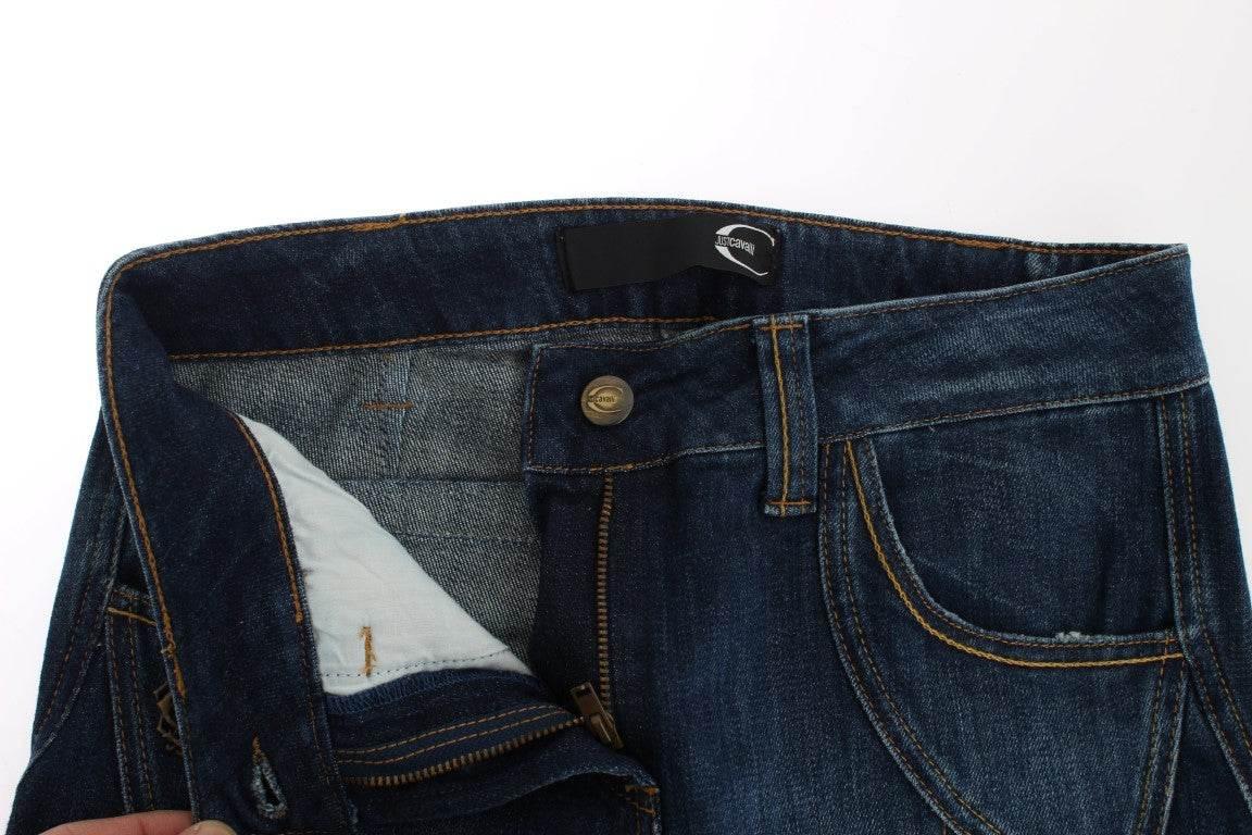 Cavalli Blue Cotton Stretch Low Waist Jeans - Hilstor