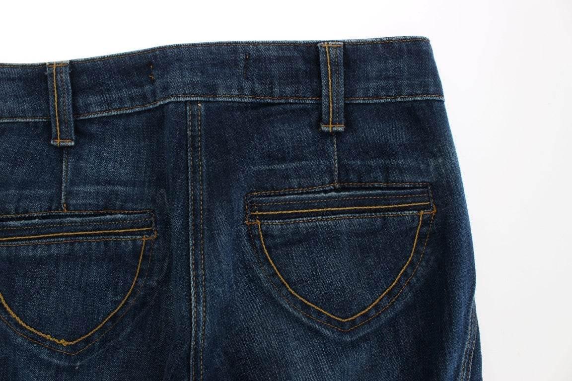 Cavalli Blue Cotton Stretch Low Waist Jeans - Hilstor