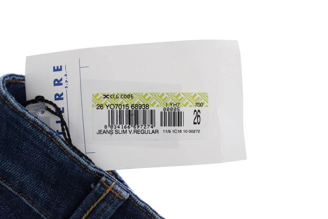 Cavalli Blue Cotton Stretch Low Waist Jeans - Hilstor