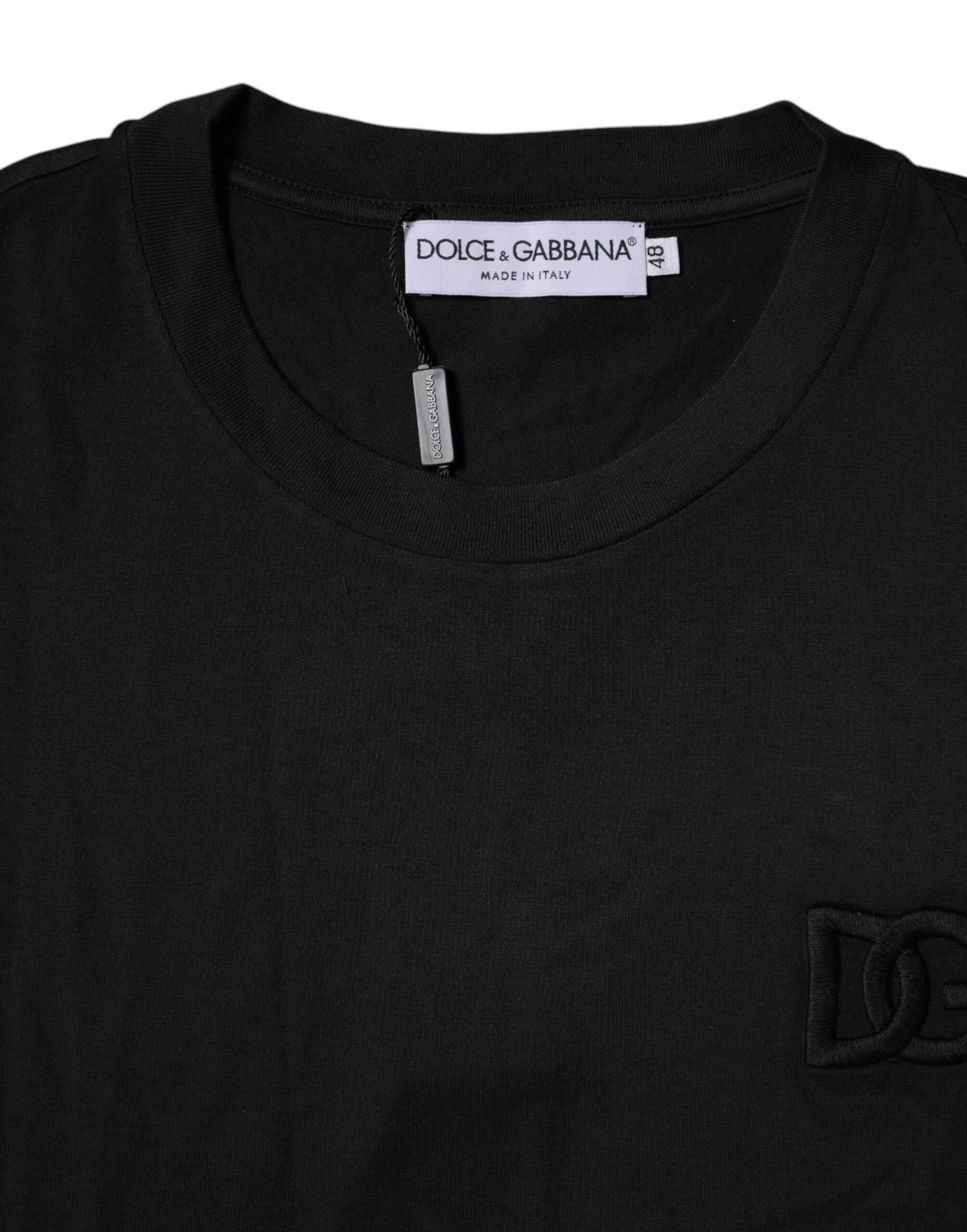 Dolce & Gabbana Black Cotton Crew Neck Short Sleeves T-shirt - Hilstor