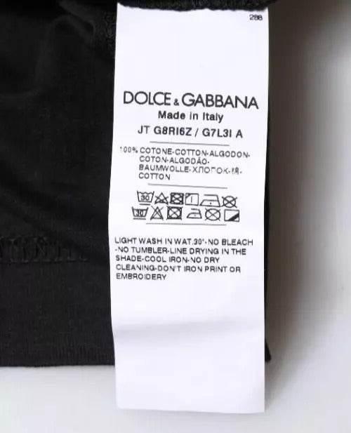 Dolce & Gabbana Black Cotton Crew Neck Short Sleeves T-shirt - Hilstor