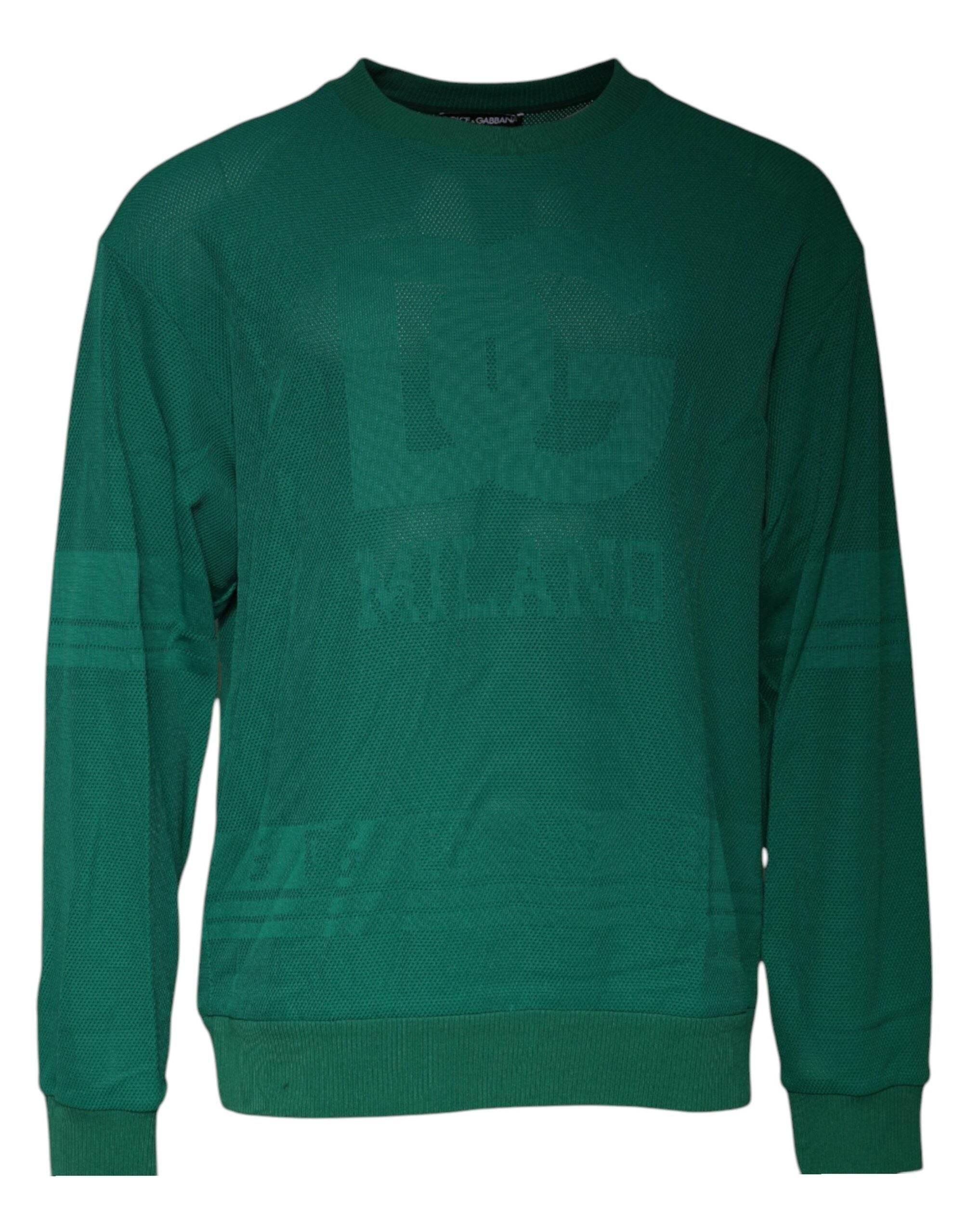 Dolce & Gabbana Green Logo Nylon Crew Neck Pullover Sweater - Hilstor