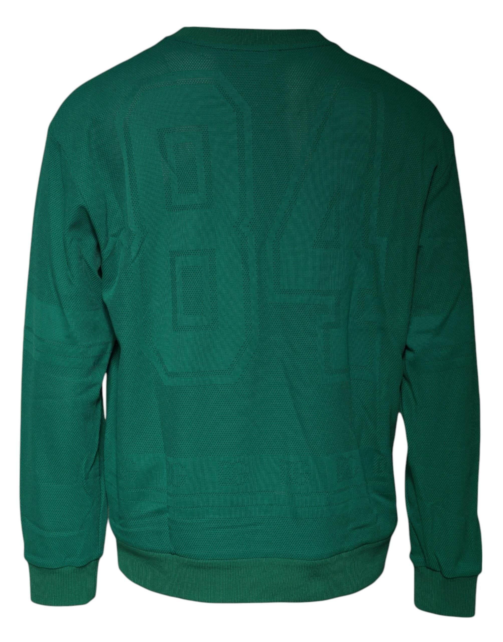 Dolce & Gabbana Green Logo Nylon Crew Neck Pullover Sweater - Hilstor