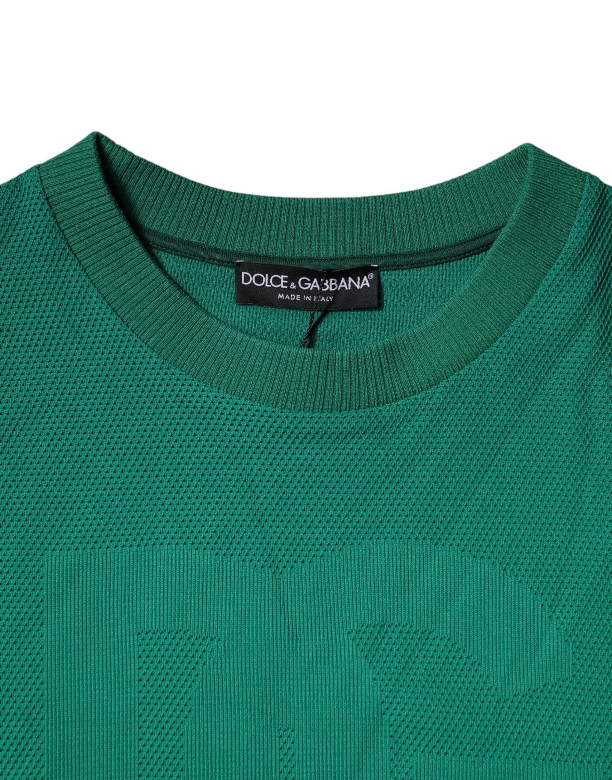 Dolce & Gabbana Green Logo Nylon Crew Neck Pullover Sweater - Hilstor