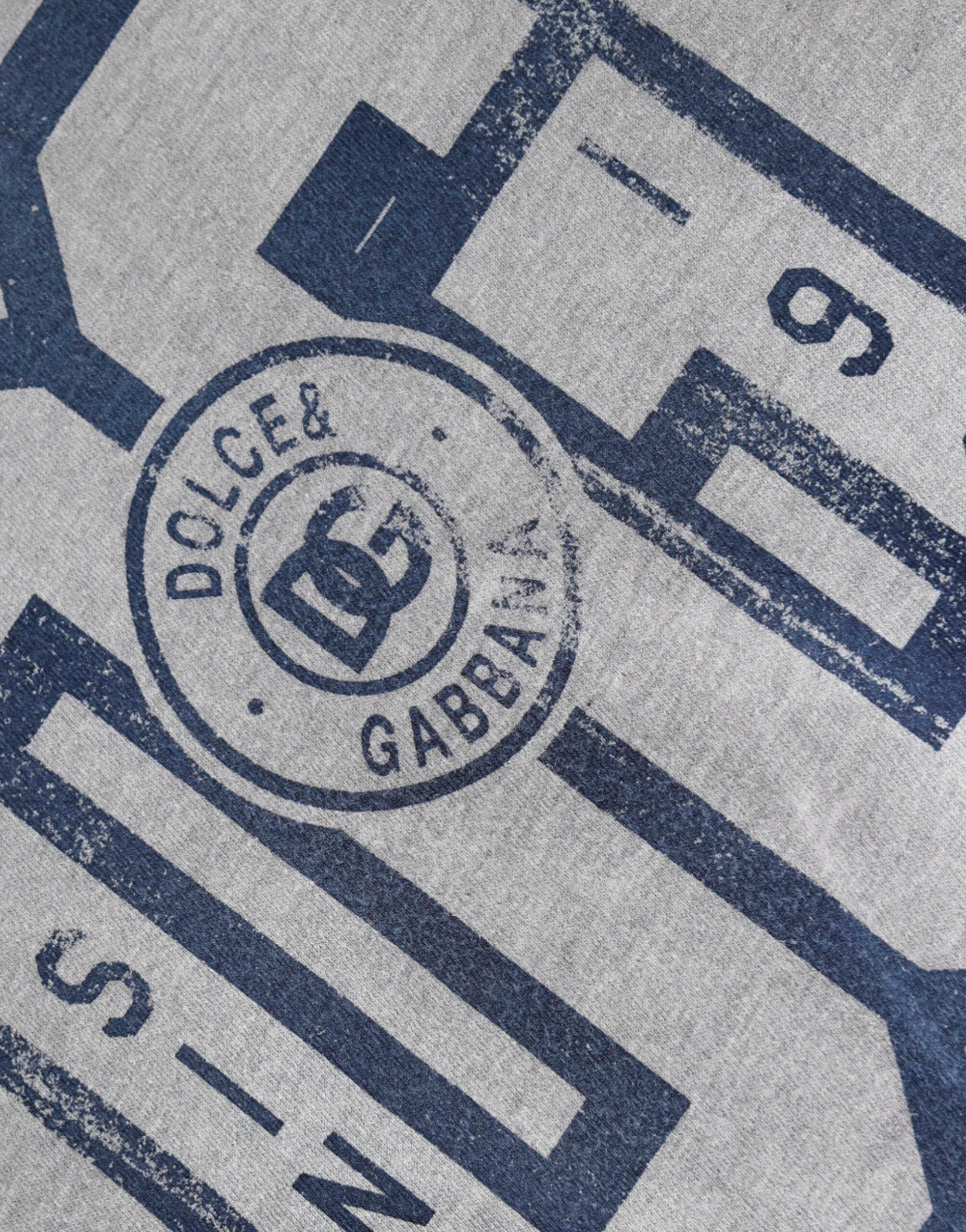 Dolce & Gabbana Gray Logo Print Cotton Crew Neck T-shirt - Hilstor