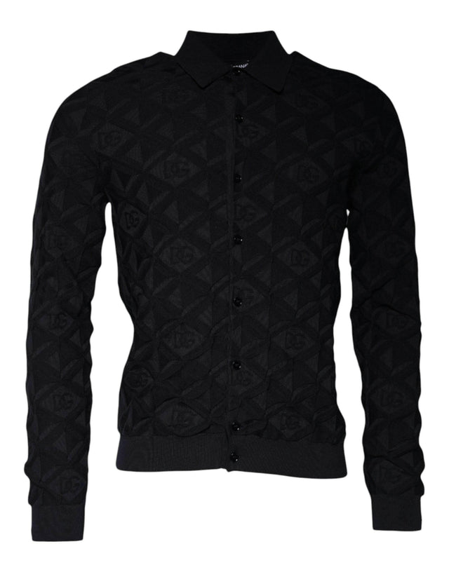 Dolce & Gabbana Black Silk Crew Neck Men Cardigan Sweater - Hilstor