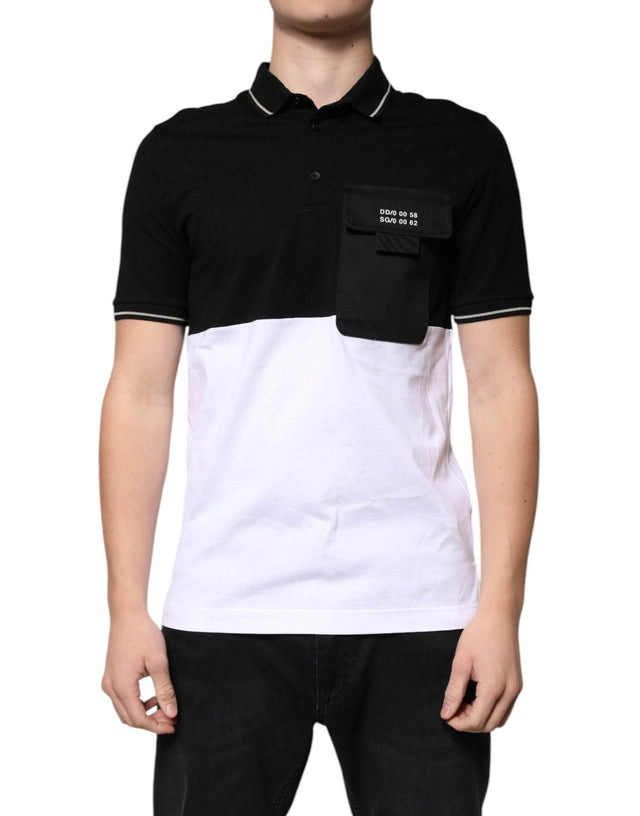 Dolce & Gabbana Black White Cotton Short Sleeves Polo T-shirt - Hilstor