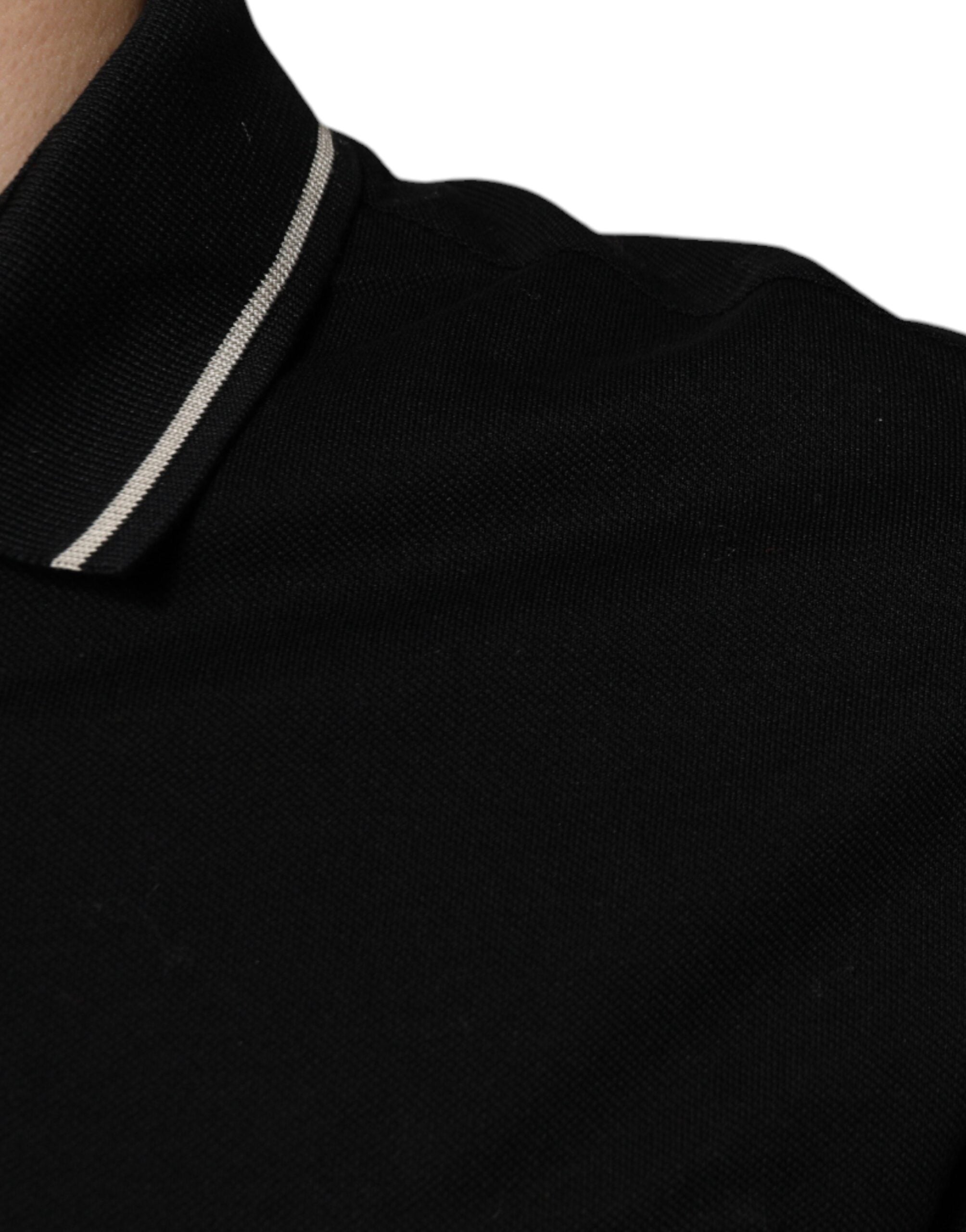 Dolce &amp; Gabbana Sort Hvid Bomuld Kortærmet Polo T-shirt