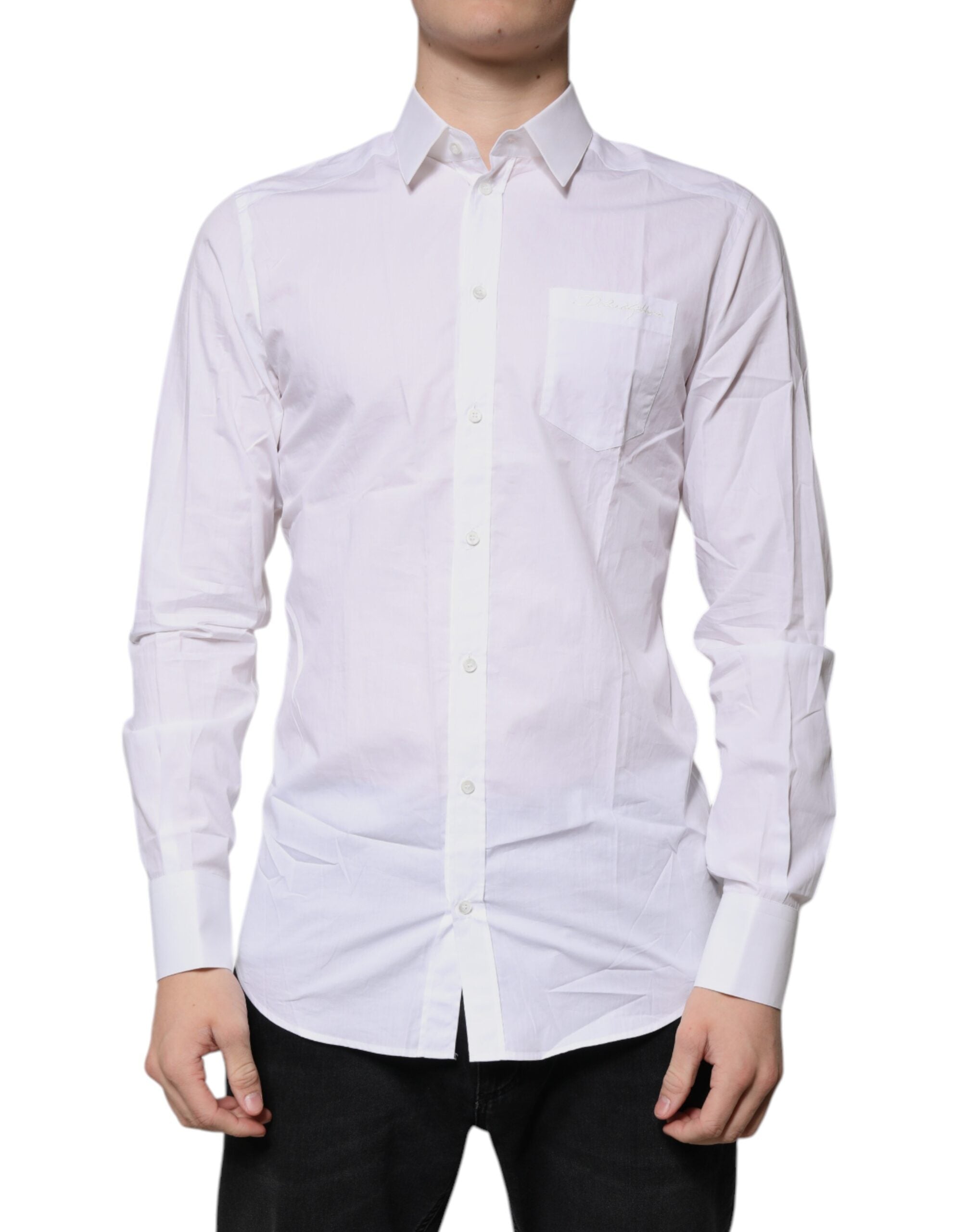 Dolce &amp; Gabbana hvid bomuld langærmet GOLD Dress Shirt