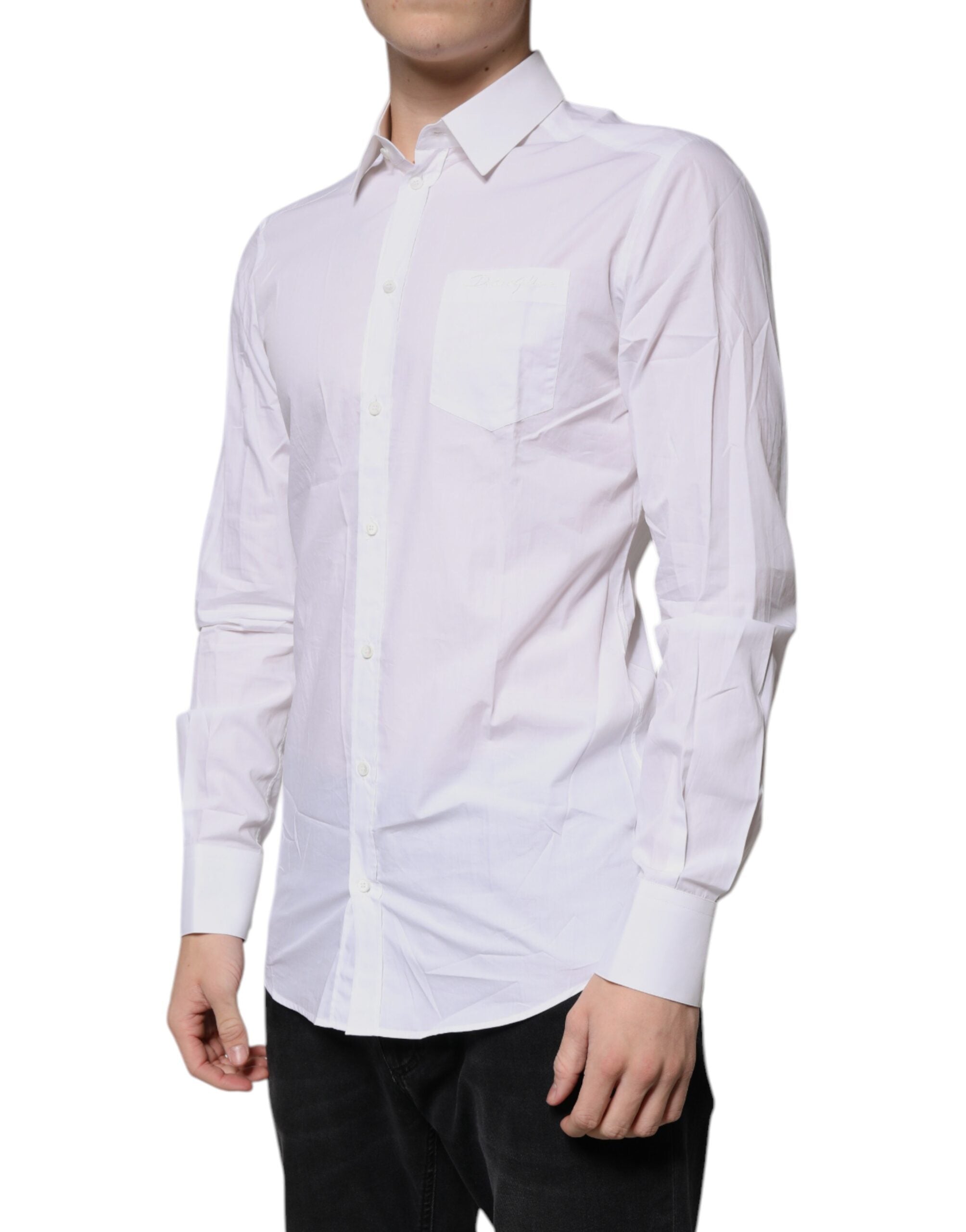 Dolce &amp; Gabbana hvid bomuld langærmet GOLD Dress Shirt