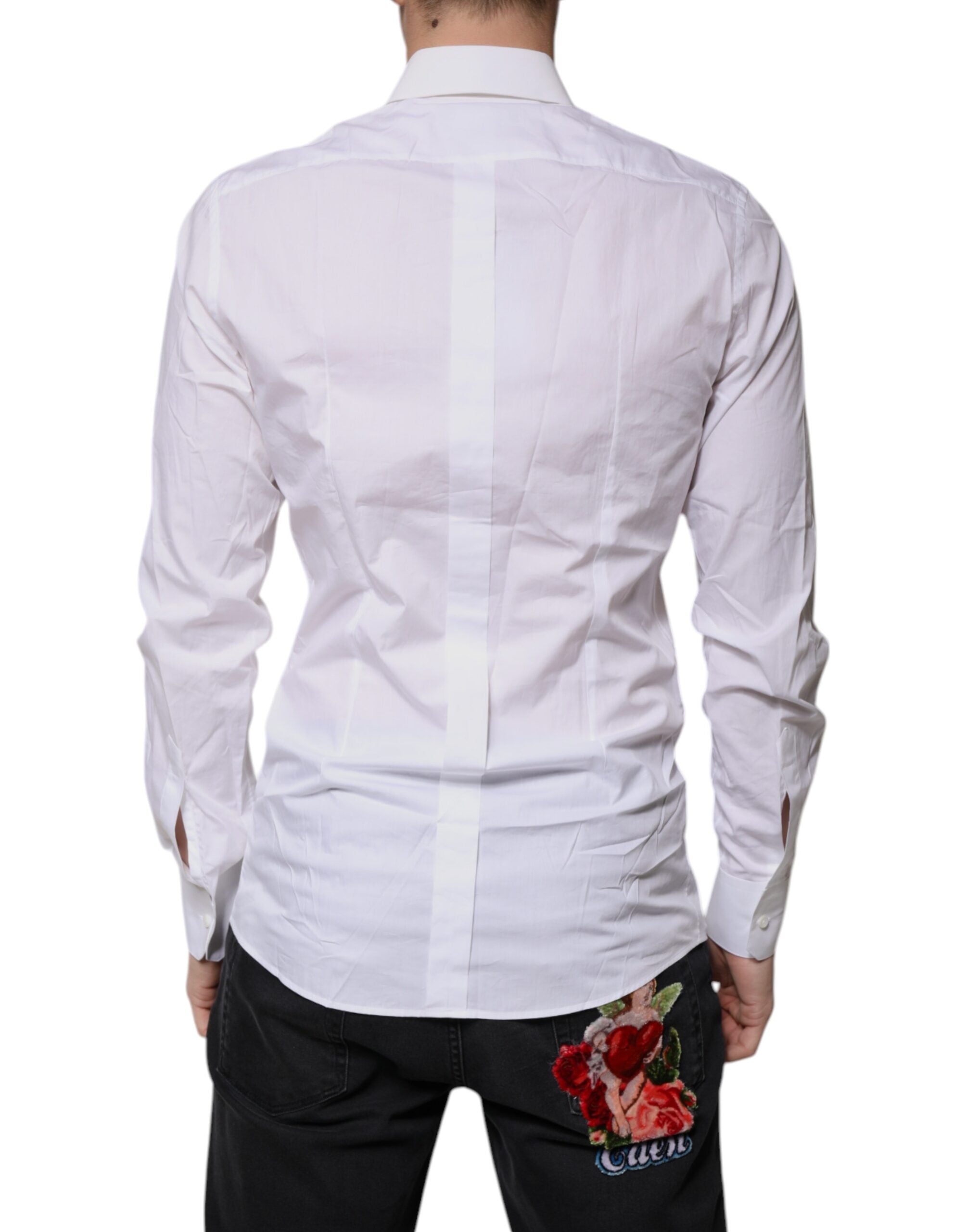 Dolce &amp; Gabbana hvid bomuld langærmet GOLD Dress Shirt