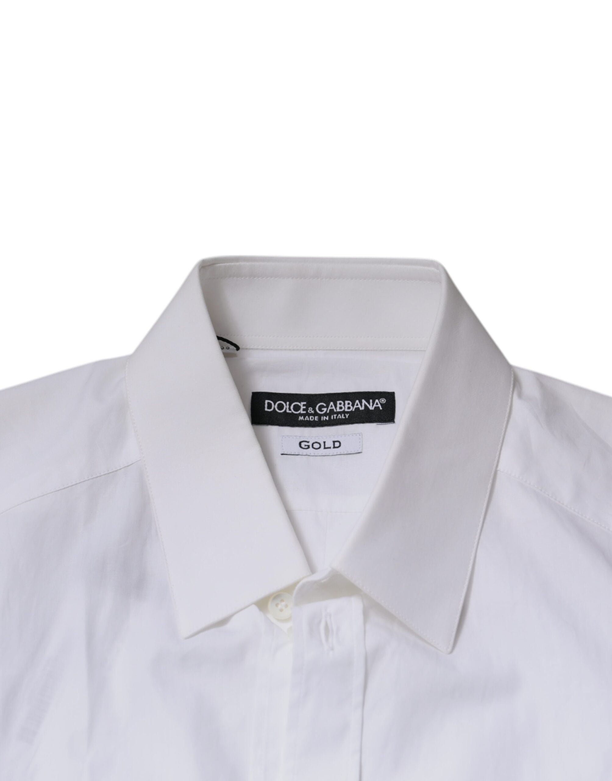 Dolce &amp; Gabbana hvid bomuld langærmet GOLD Dress Shirt