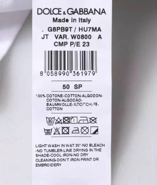 Dolce & Gabbana White Logo Print Cotton Crew Neck T-shirt - Hilstor