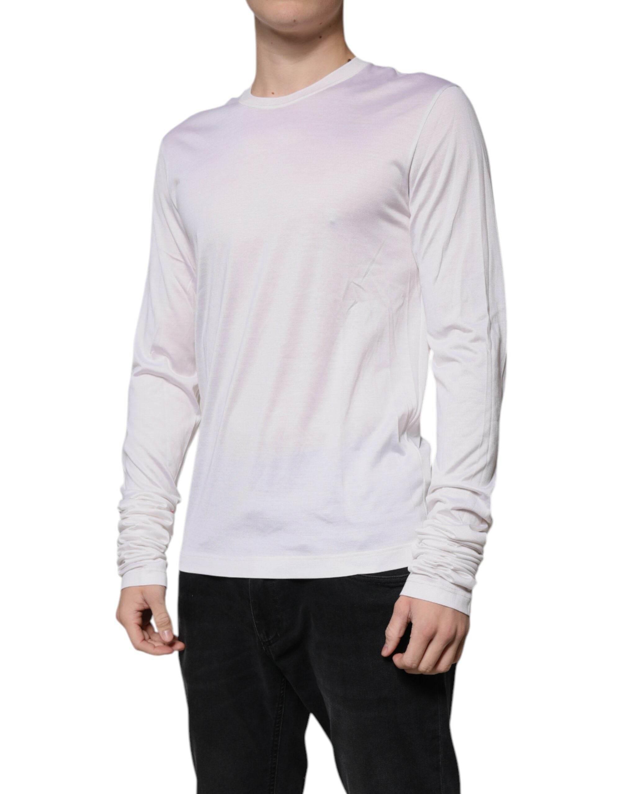 Dolce & Gabbana White Silk Crew Neck Men Pullover Sweater - Hilstor
