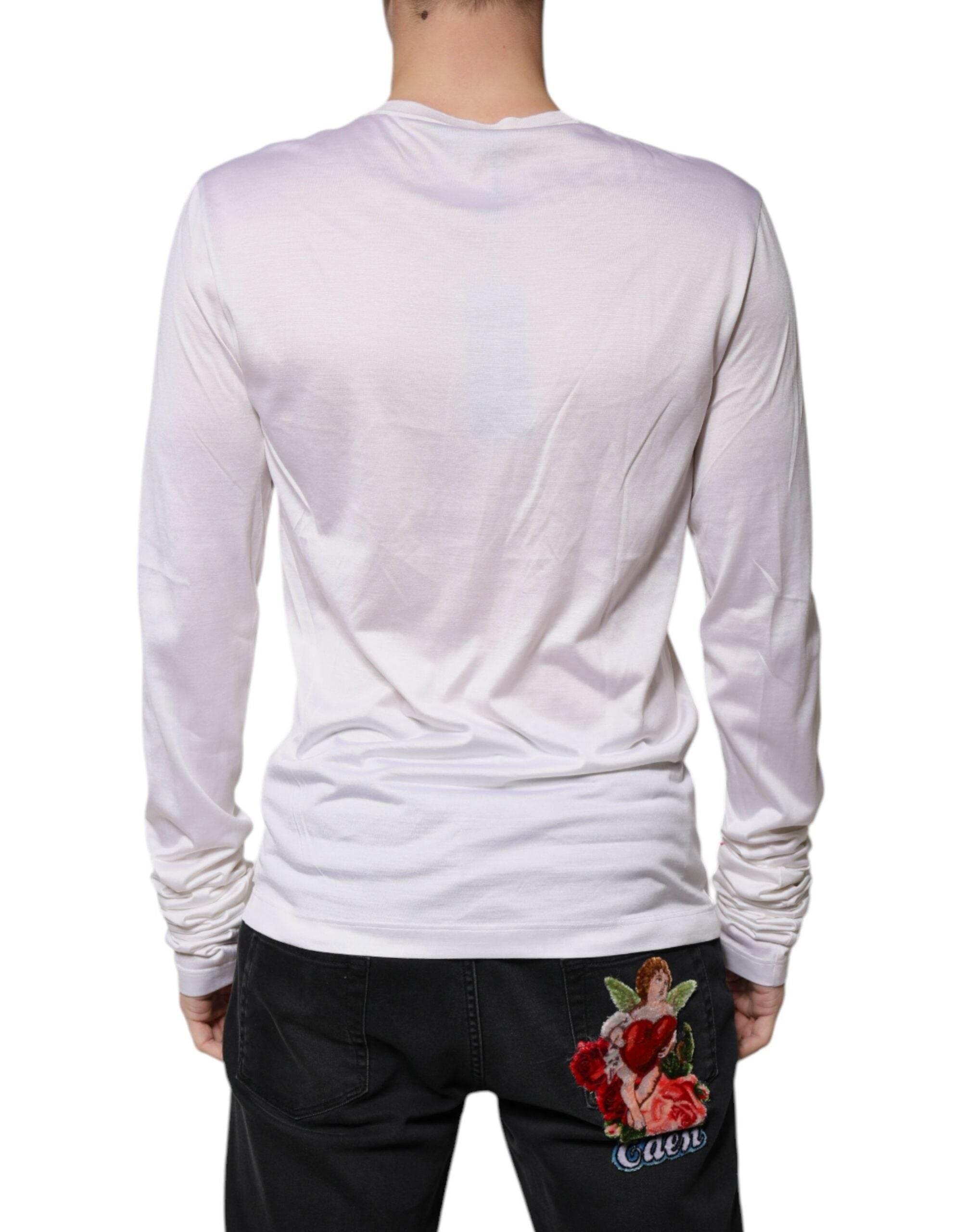 Dolce & Gabbana White Silk Crew Neck Men Pullover Sweater - Hilstor