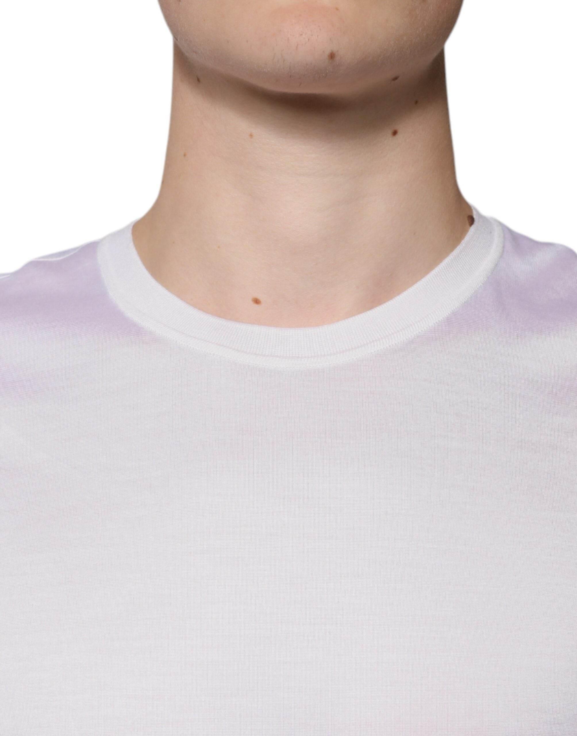 Dolce & Gabbana White Silk Crew Neck Men Pullover Sweater - Hilstor