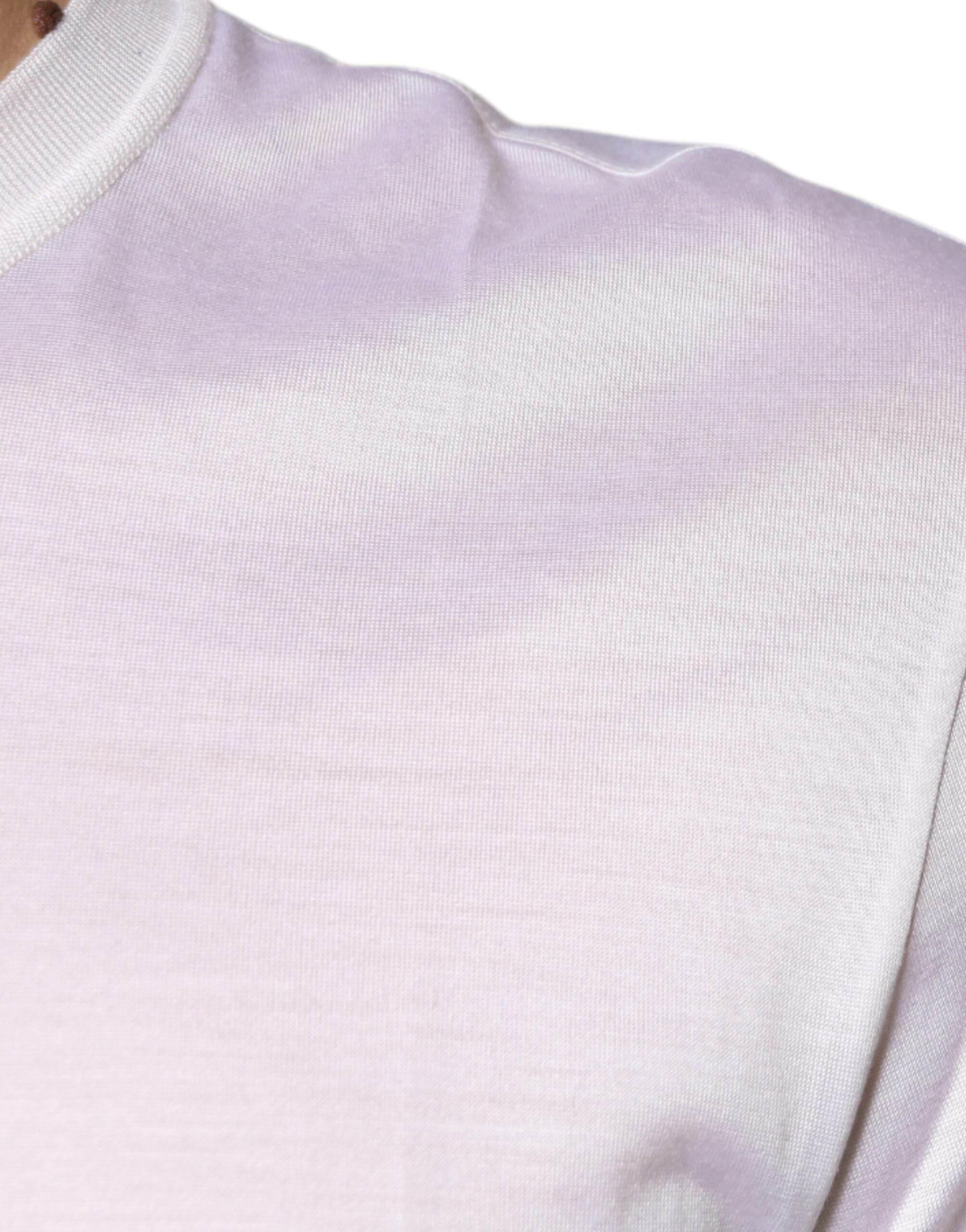 Dolce & Gabbana White Silk Crew Neck Men Pullover Sweater - Hilstor