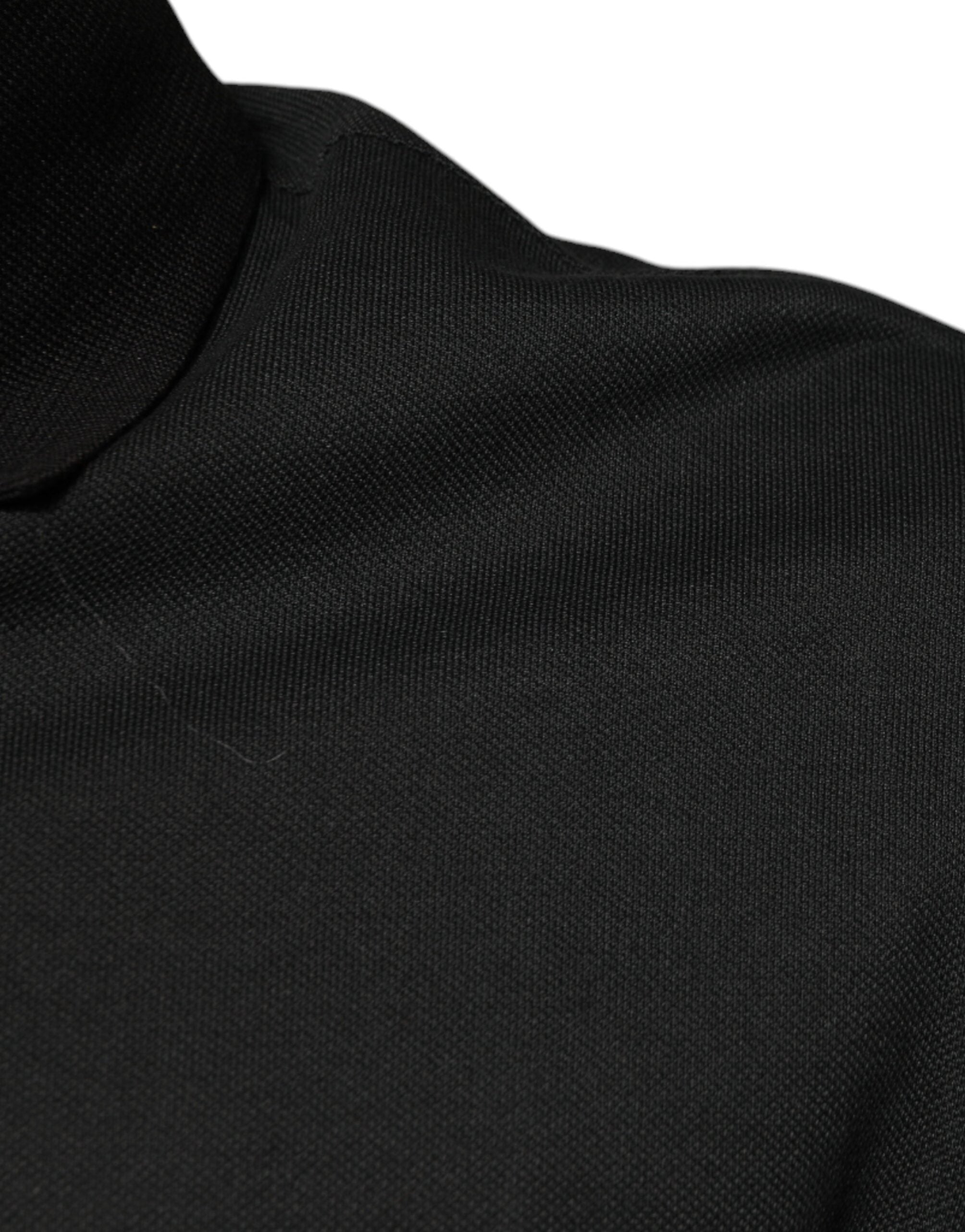 Dolce &amp; Gabbana T-shirt i sort logotryk med krave i bomuld