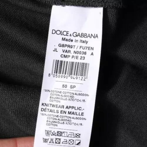 Dolce &amp; Gabbana T-shirt i sort logotryk med krave i bomuld