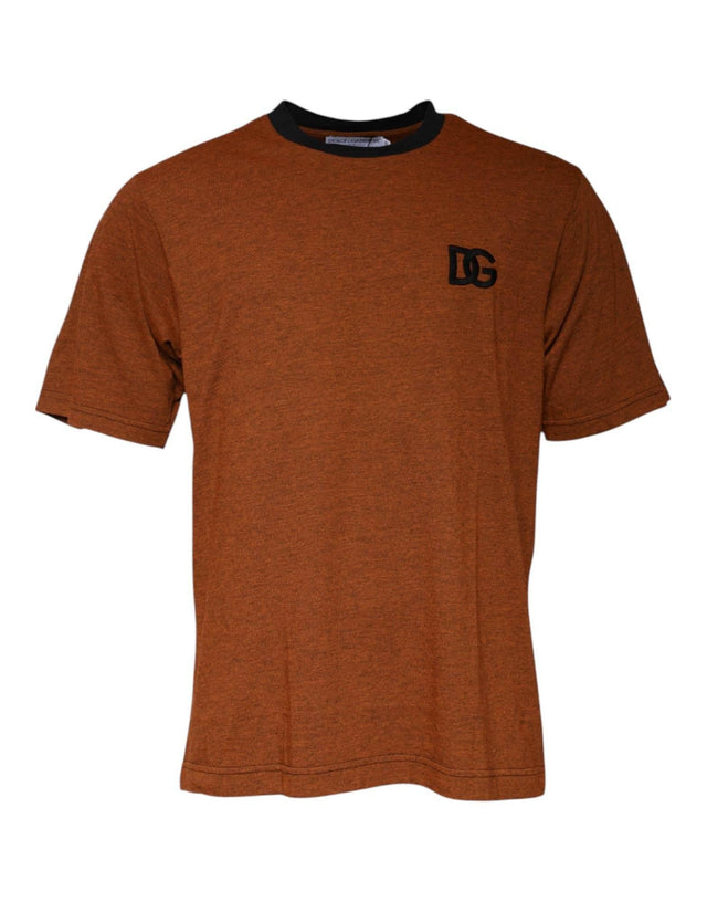 Dolce & Gabbana Brown DG Logo Polyester Crew Neck T-shirt - Hilstor